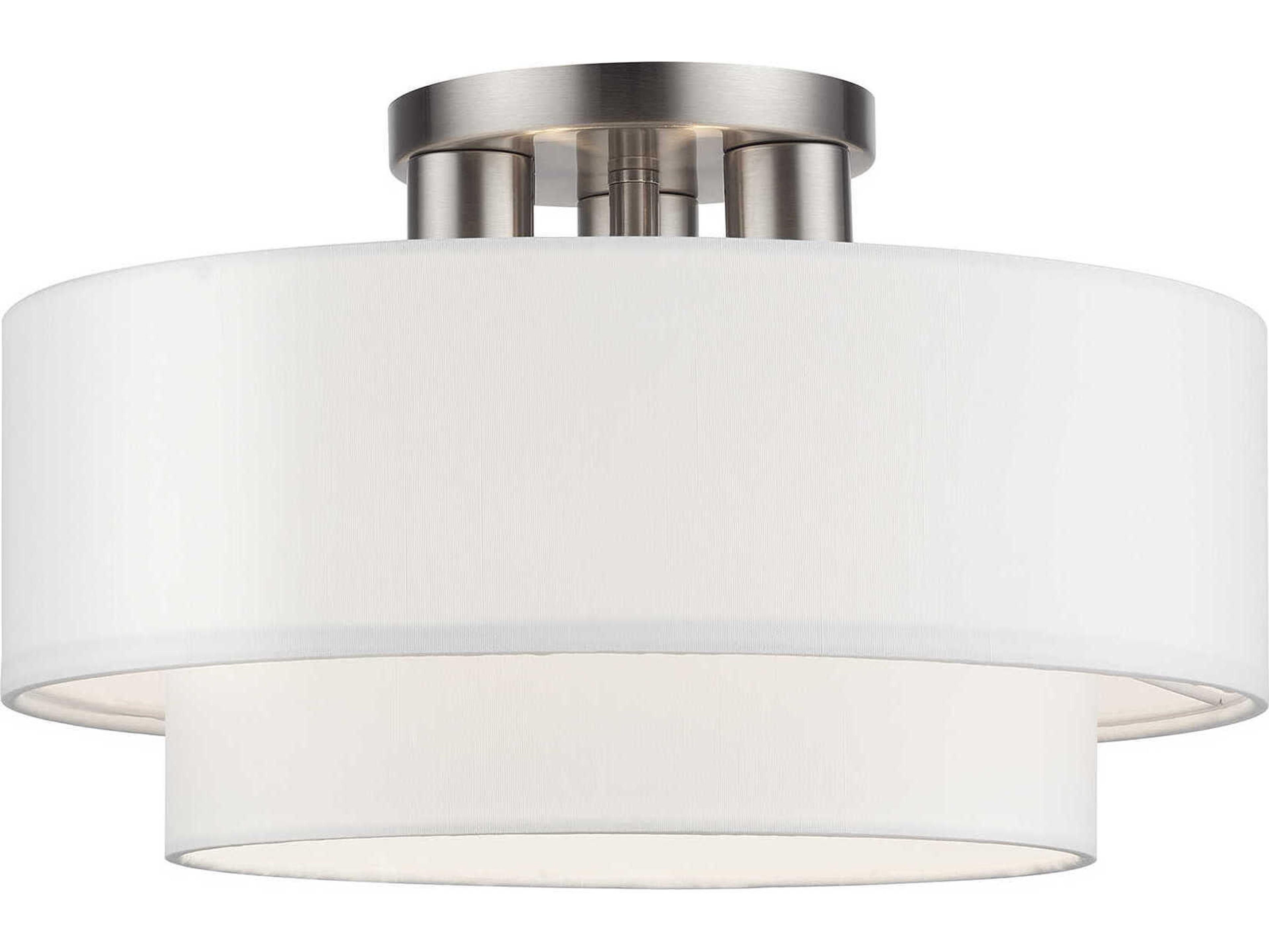 Livex Lighting Manorwood 3-Light Brushed Nickel Semi Flush Mount