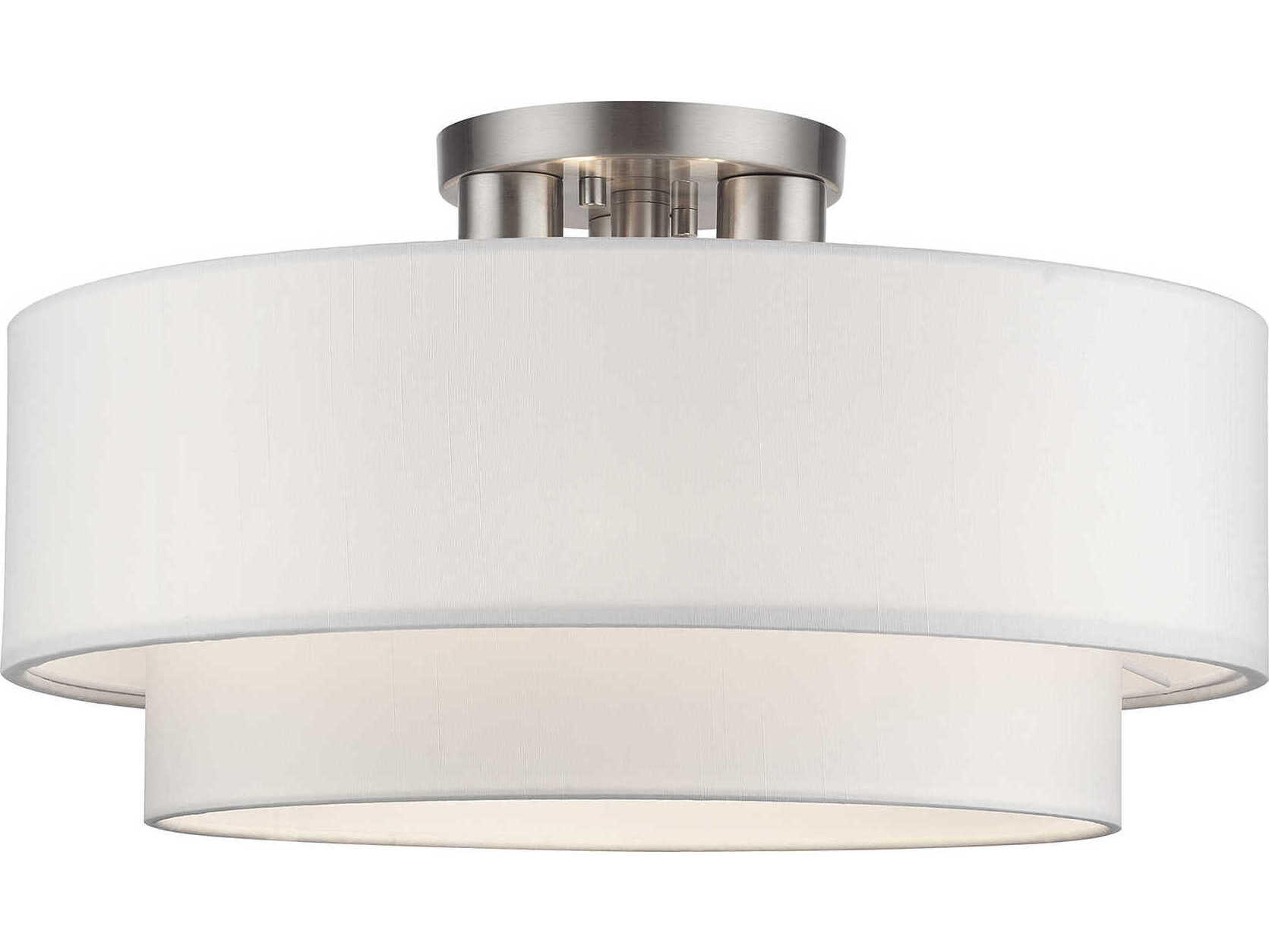 Livex Lighting Manorwood 3-Light Brushed Nickel Semi Flush Mount