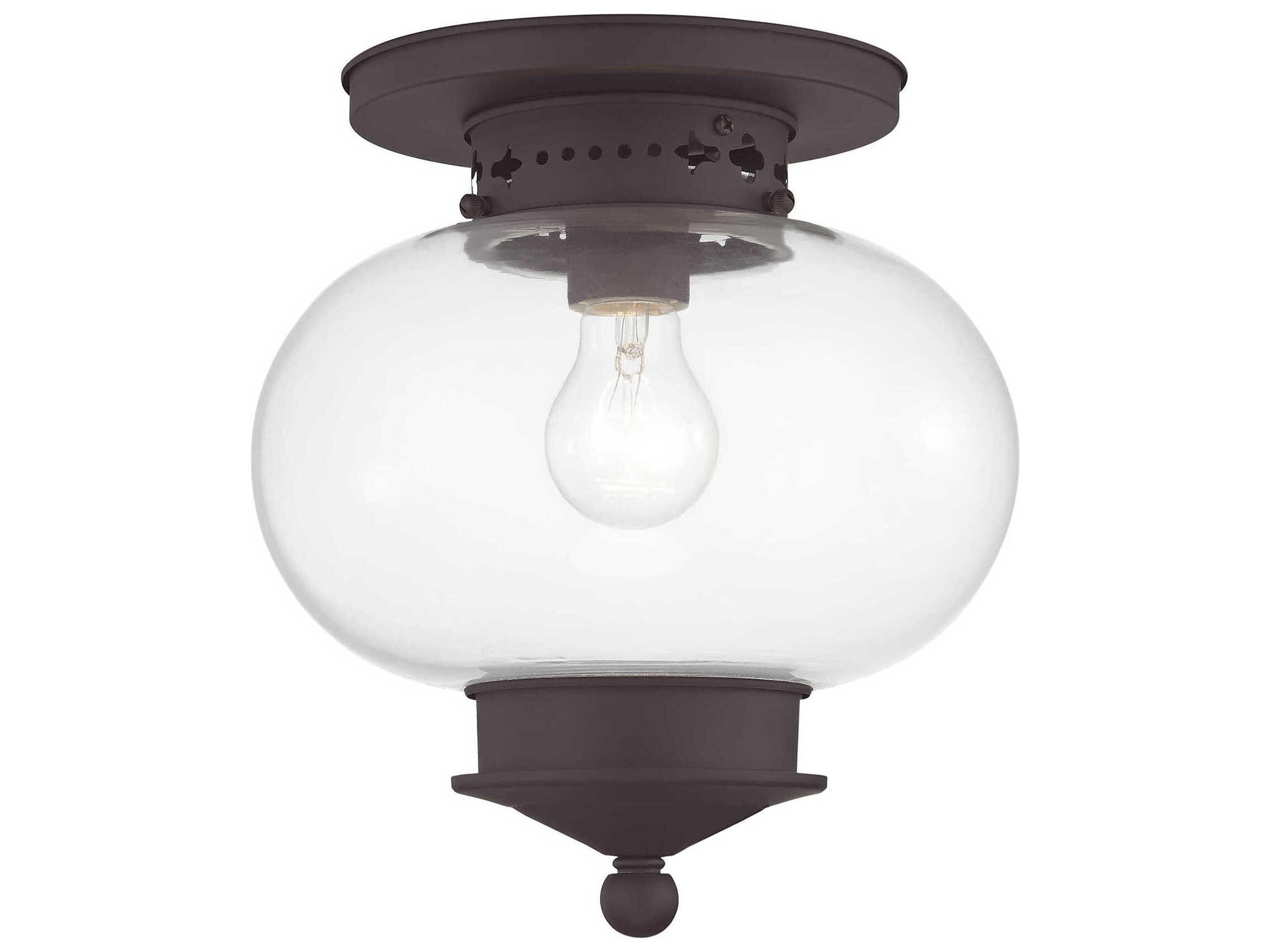 Livex Lighting Harbor 1-Light Bronze Glass Globe Semi Flush Mount
