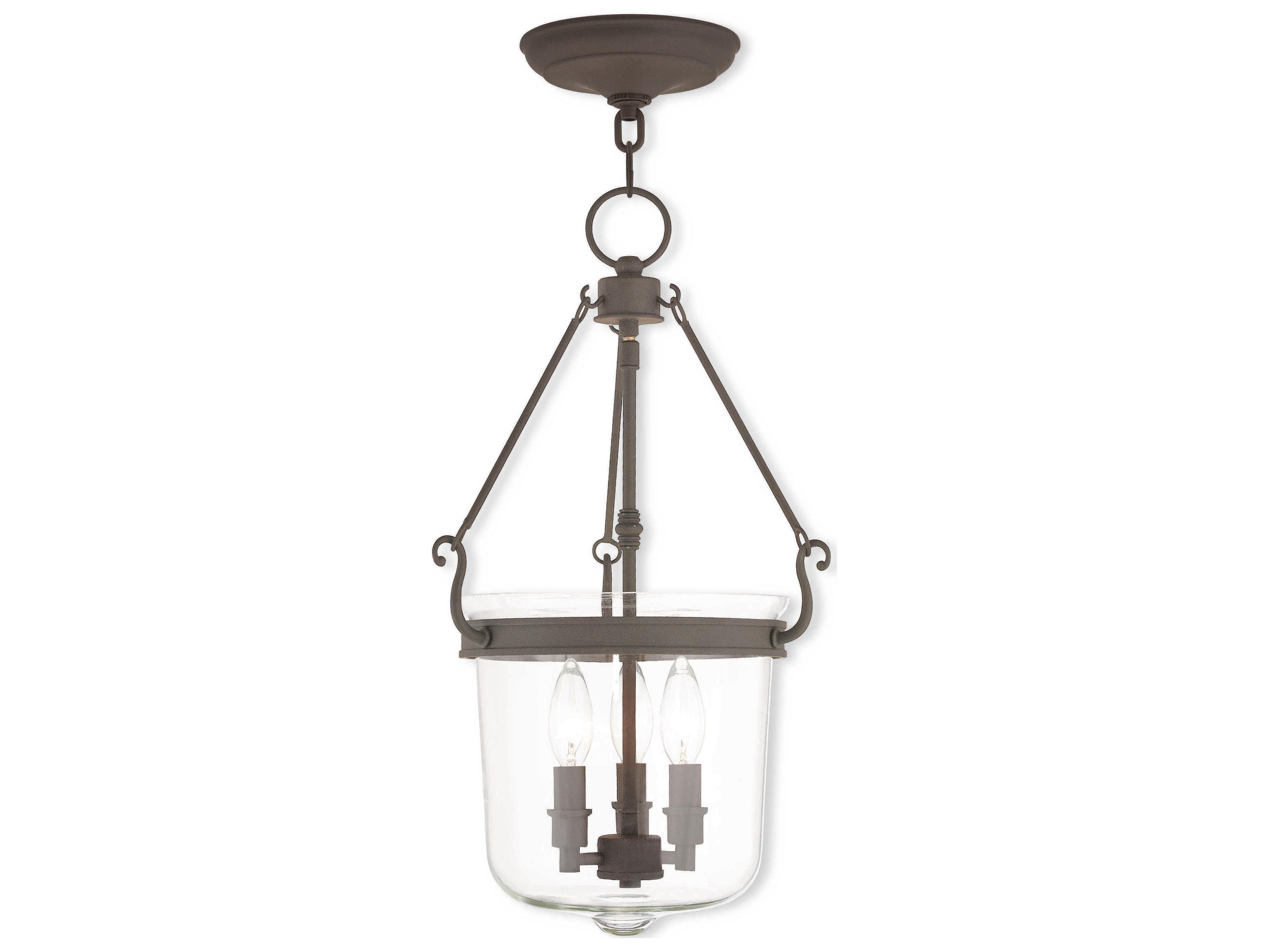 Livex Lighting Rockford 3-Light Bronze Glass Candelabra Chandelier