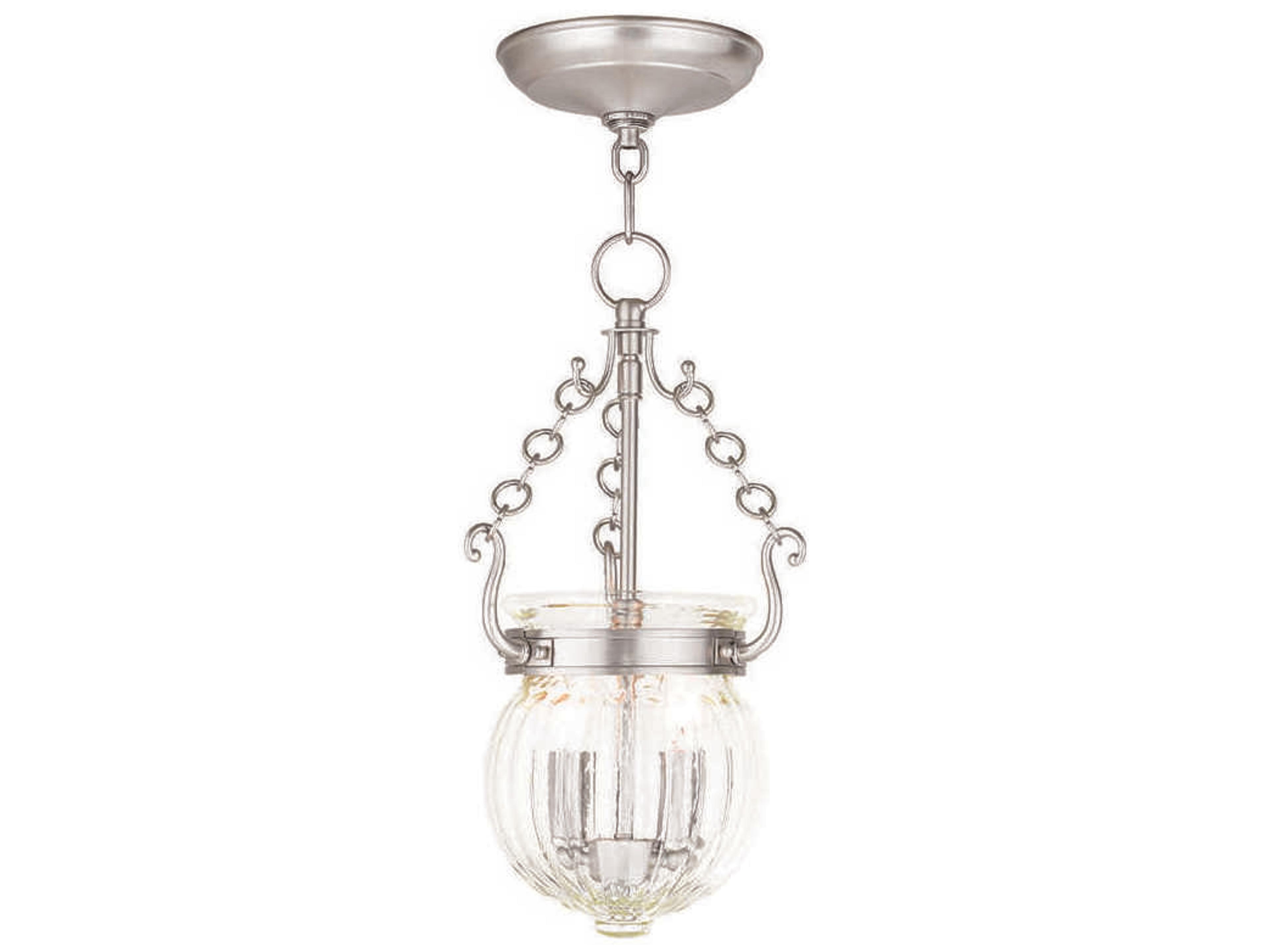 Livex Lighting Everett 2-Light Brushed Nickel Glass Chandelier
