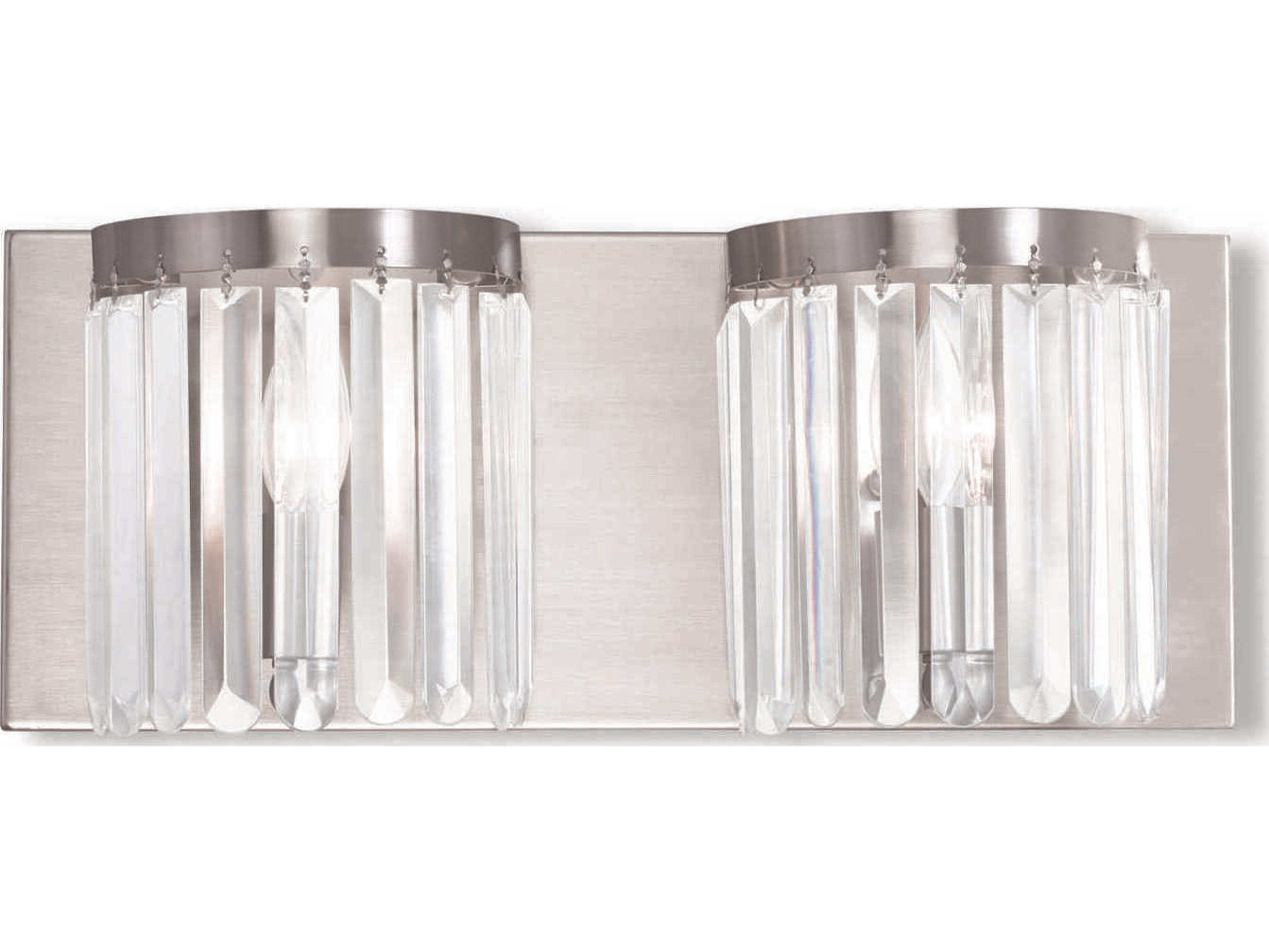 Livex Lighting Ashton 2-Light Brushed Nickel Clear Crystal Vanity Light