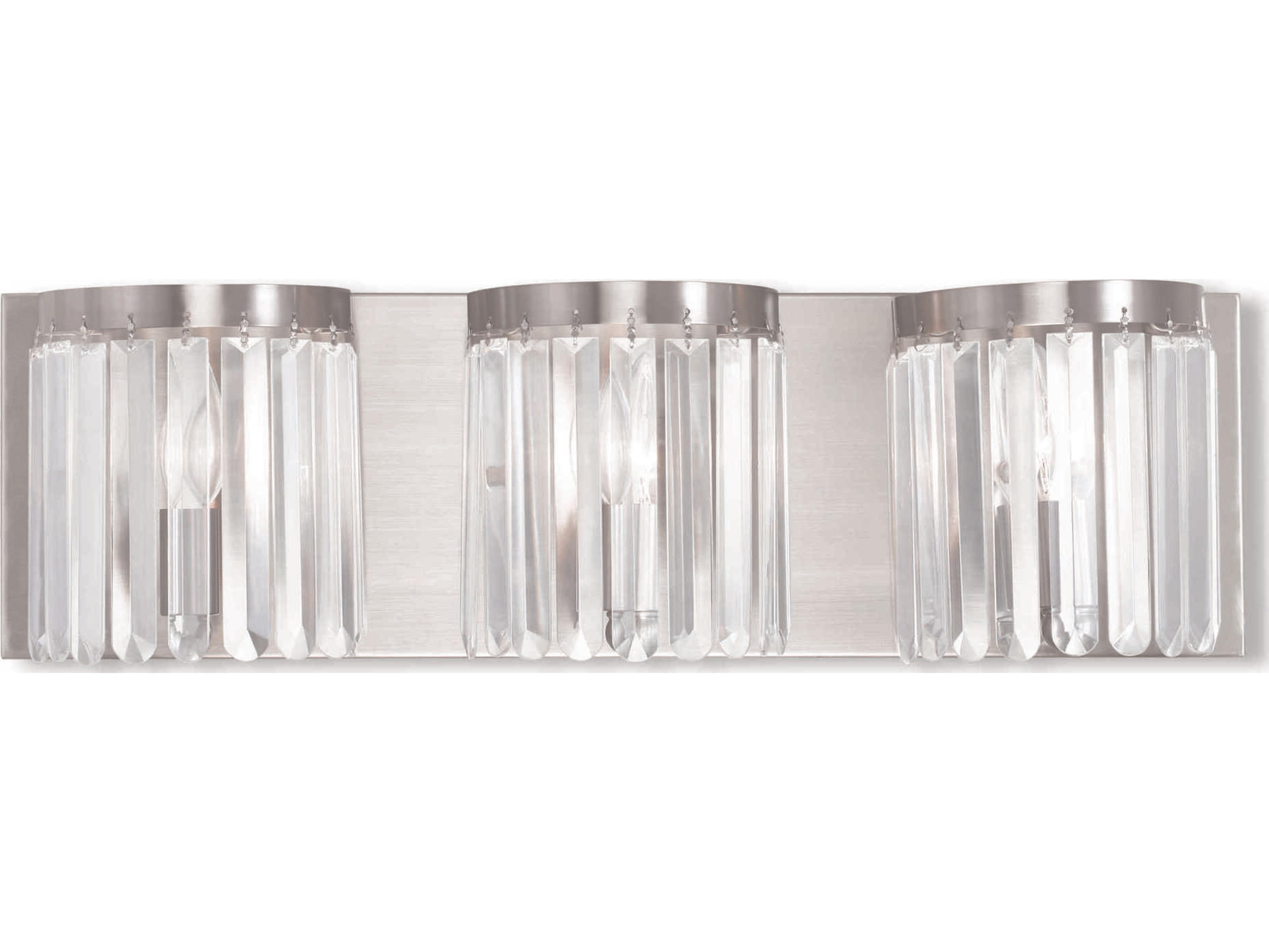 Livex Lighting Ashton 3-Light Brushed Nickel Crystal Vanity Light