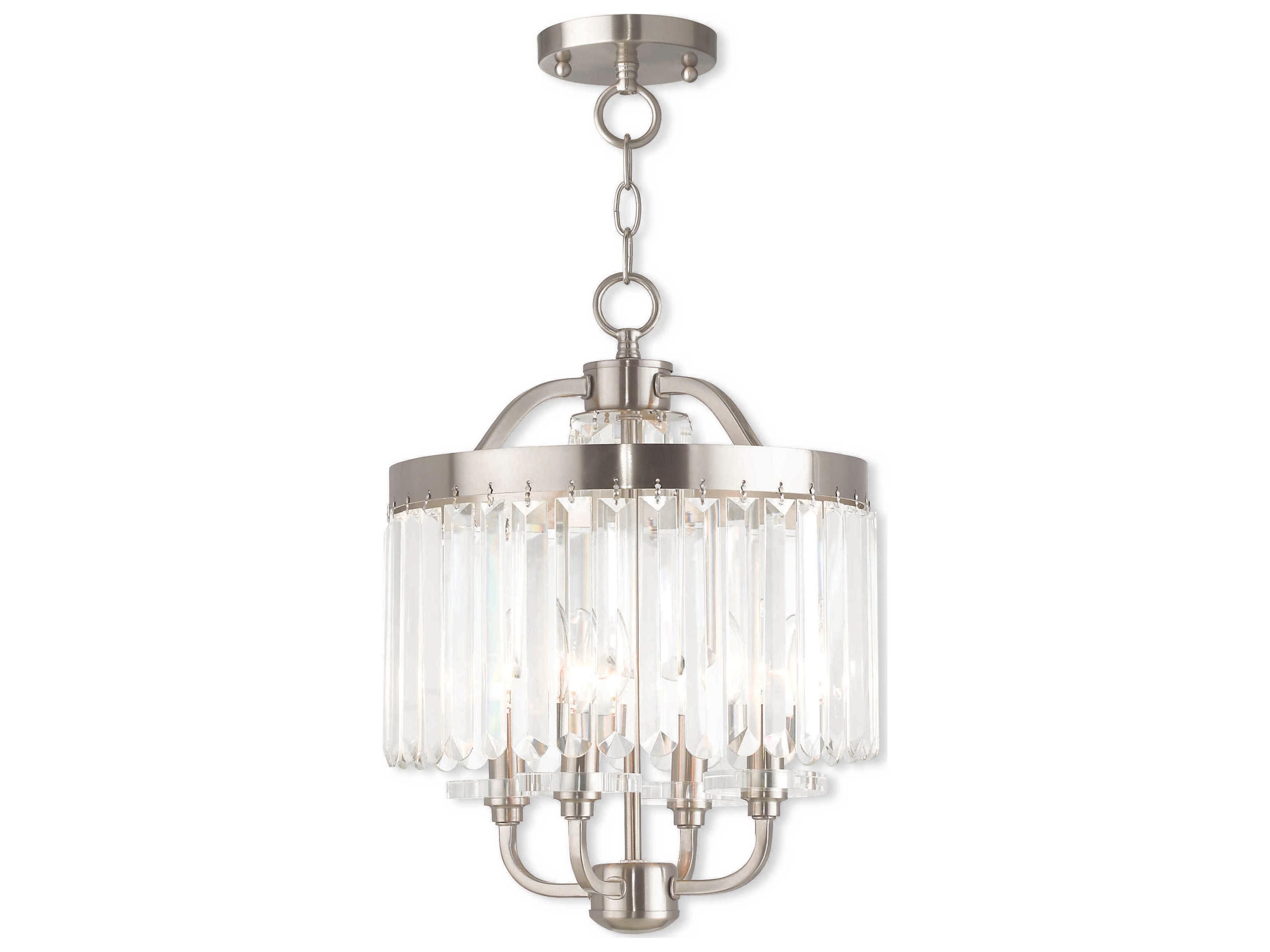 Livex Lighting Ashton 4-Light Brushed Nickel Crystal Candelabra Drum Chandelier
