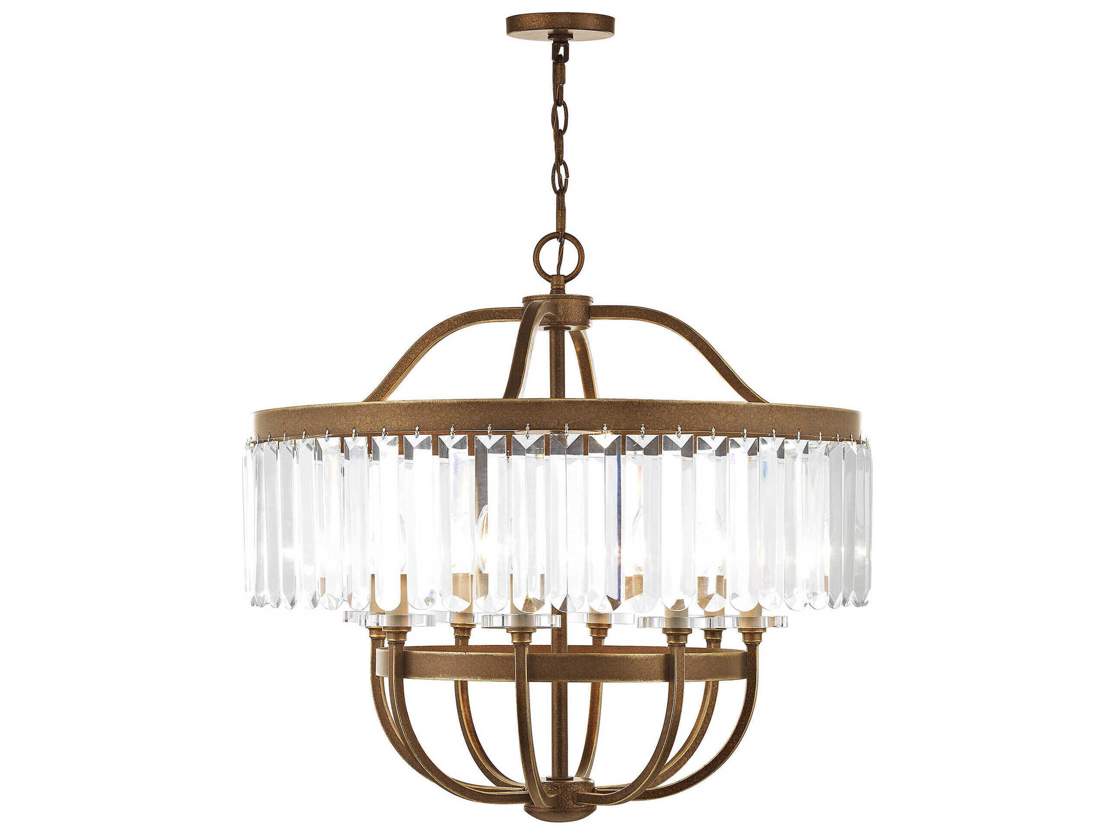 Livex Lighting Ashton 8-Light Hand Painted Palacial Bronze Crystal Candelabra Drum Chandelier