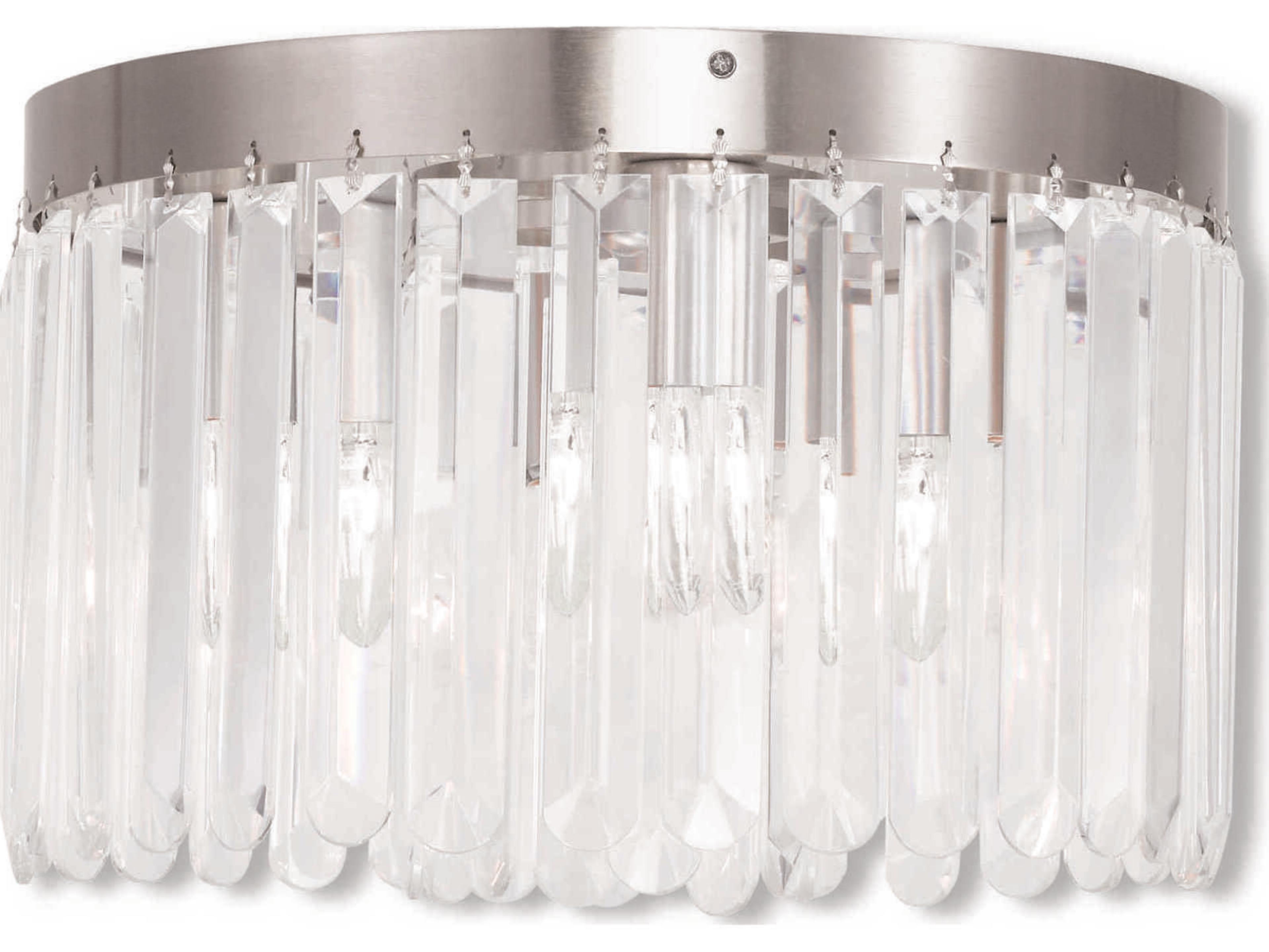 Livex Lighting Ashton 4-Light Brushed Nickel Crystal Drum Flush Mount