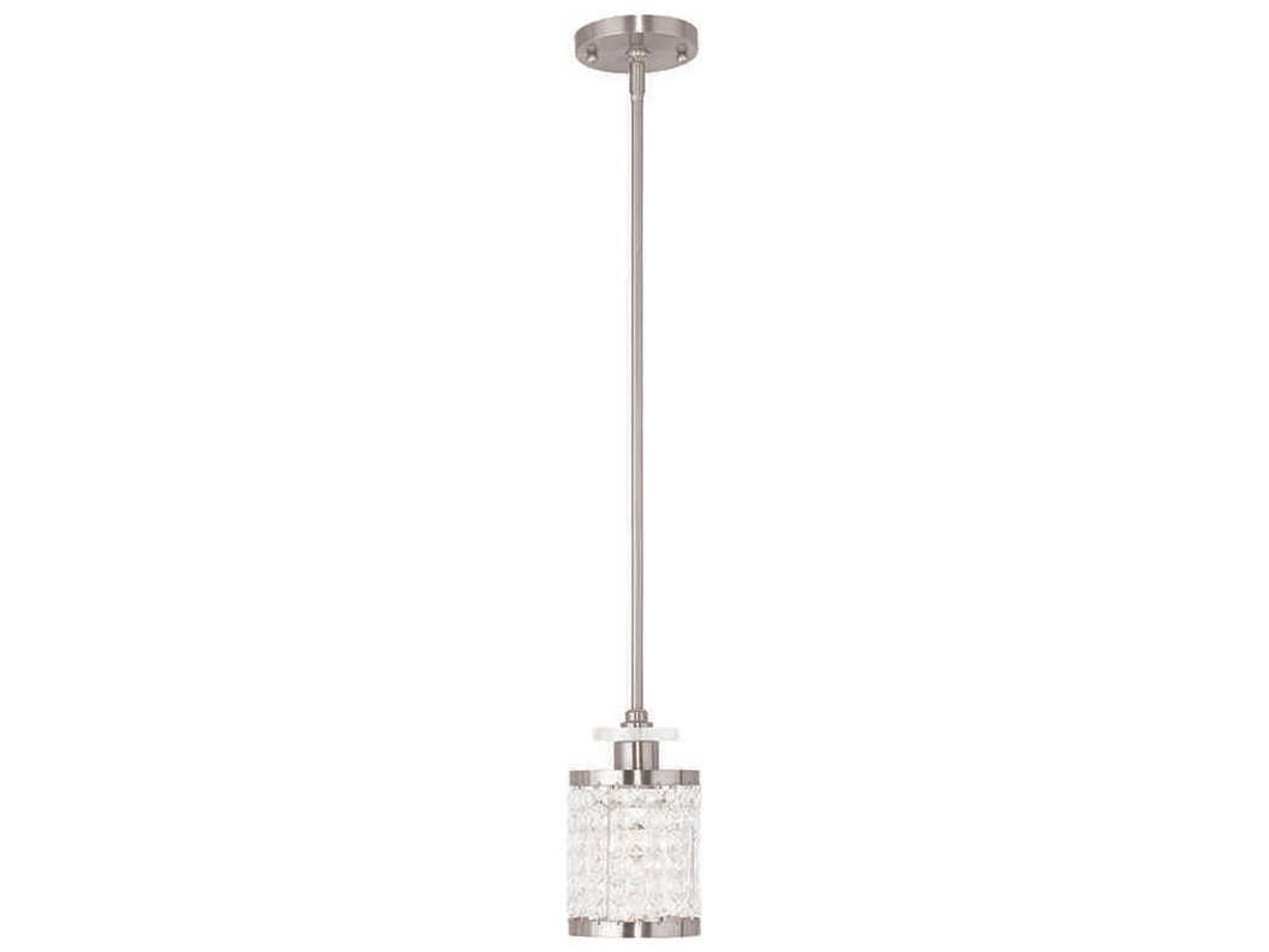 Livex Lighting Grammercy 1-Light Brushed Nickel Crystal Cylinder Mini Pendant