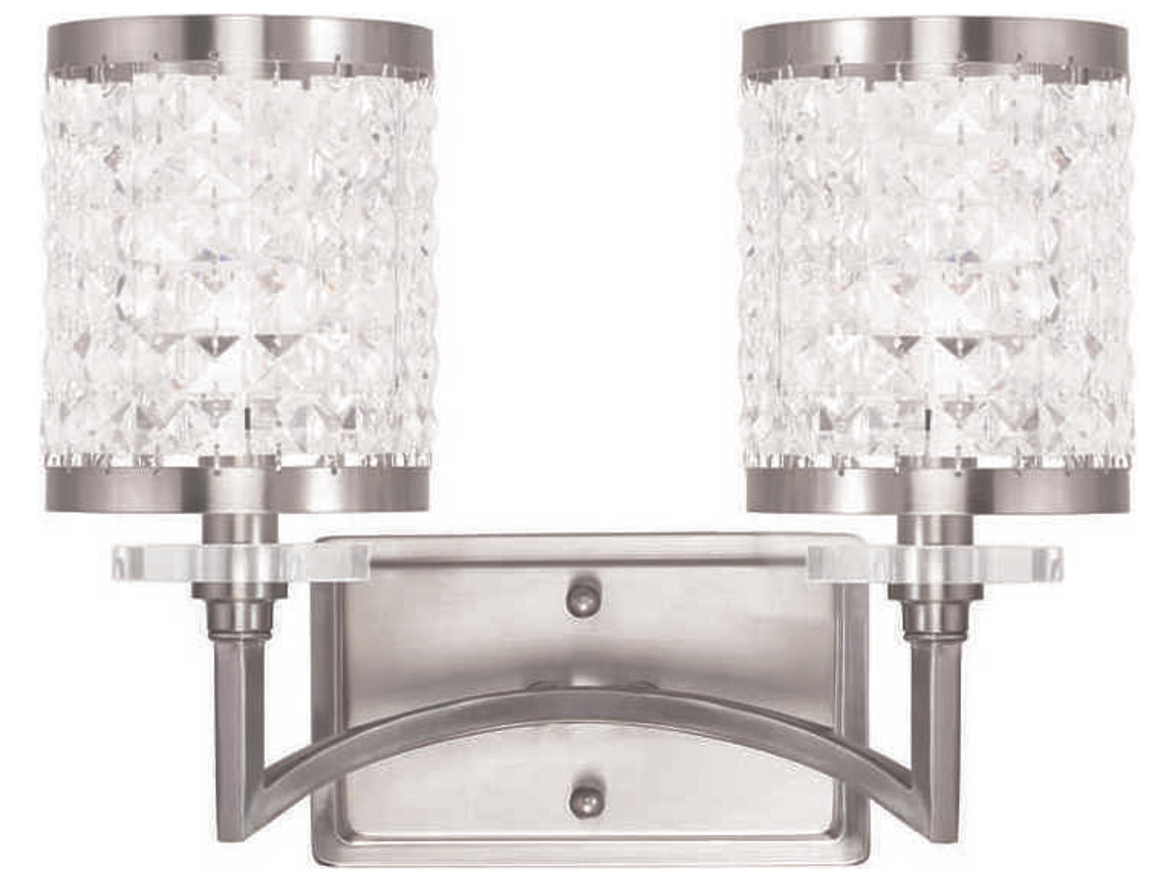 Livex Lighting Grammercy 2-Light Brushed Nickel Crystal Vanity Light