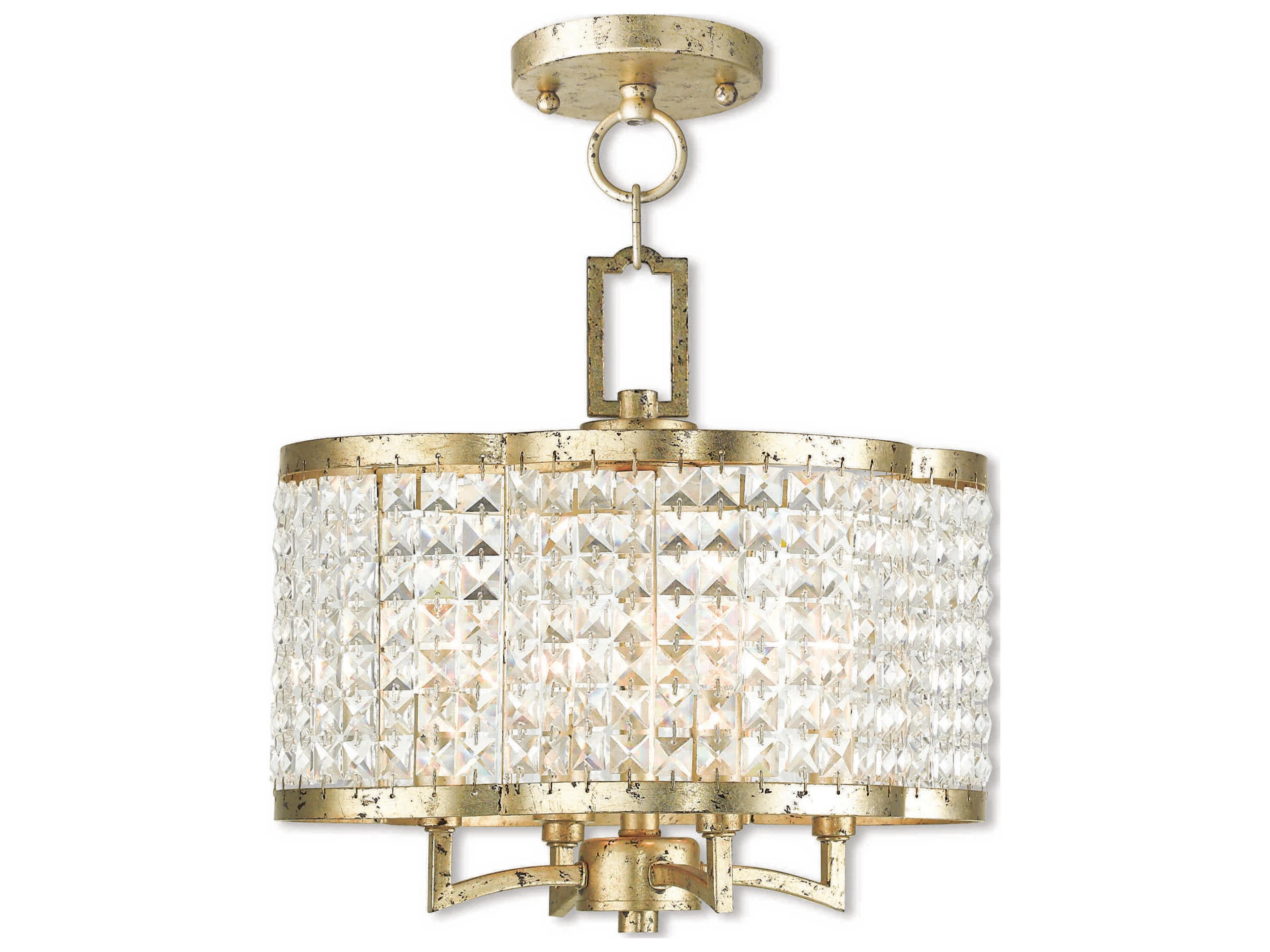 Livex Lighting Grammercy 4-Light Hand Applied Winter Gold Crystal Chandelier