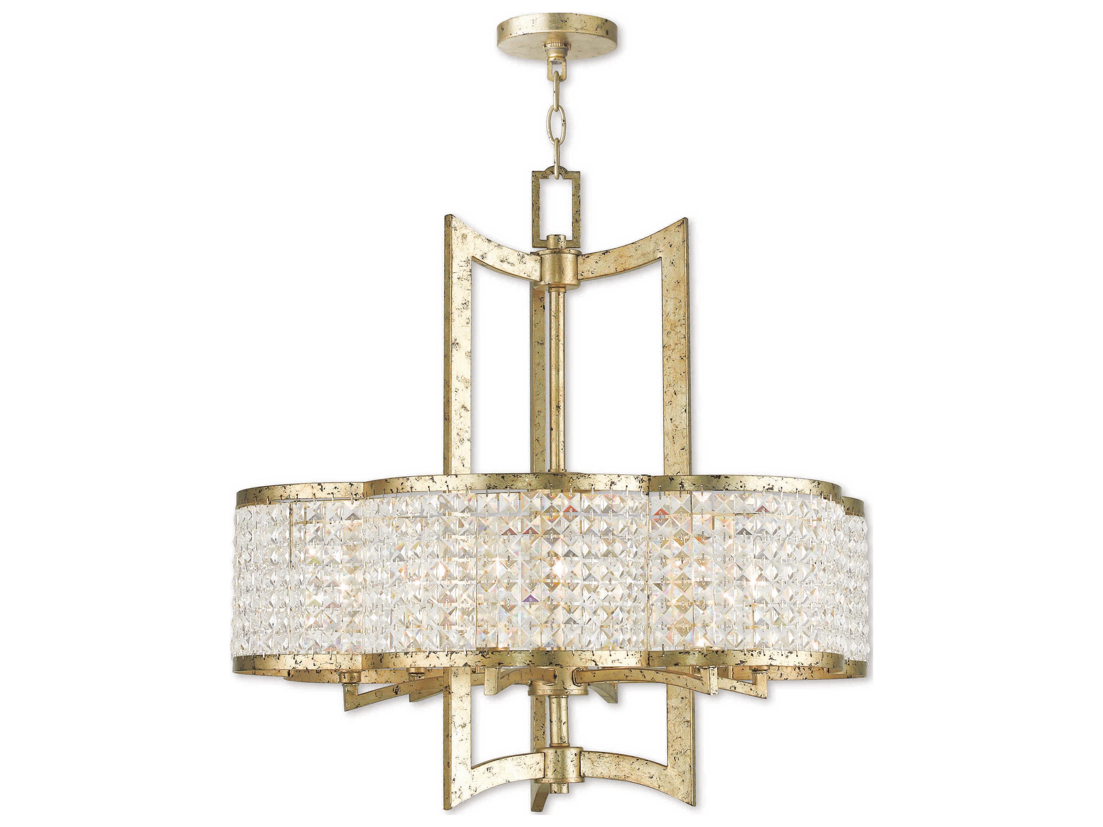 Livex Lighting Grammercy 6-Light Hand Applied Winter Gold Crystal Chandelier