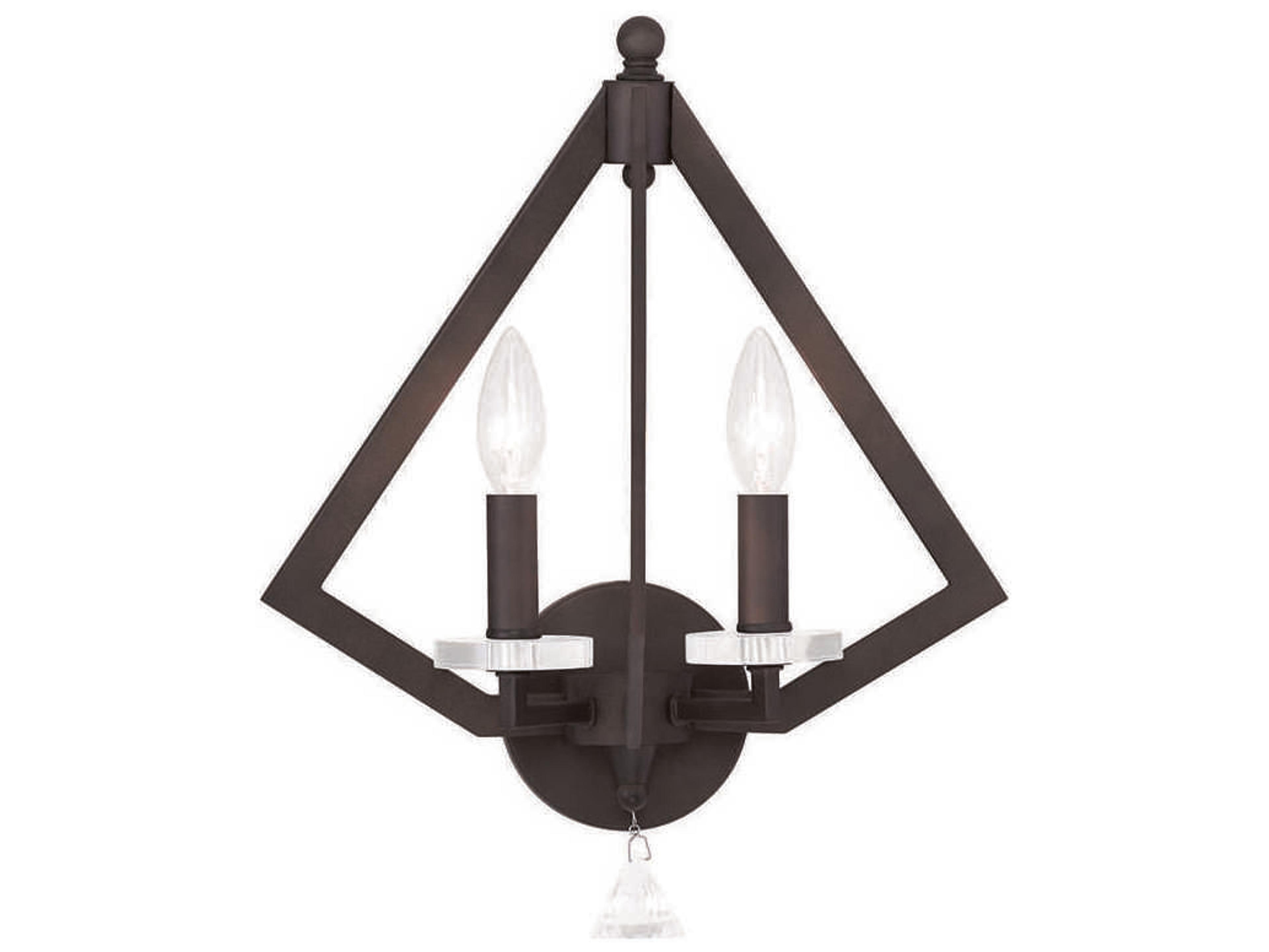 Livex Lighting Diamond 2-Light Bronze Crystal Wall Sconce