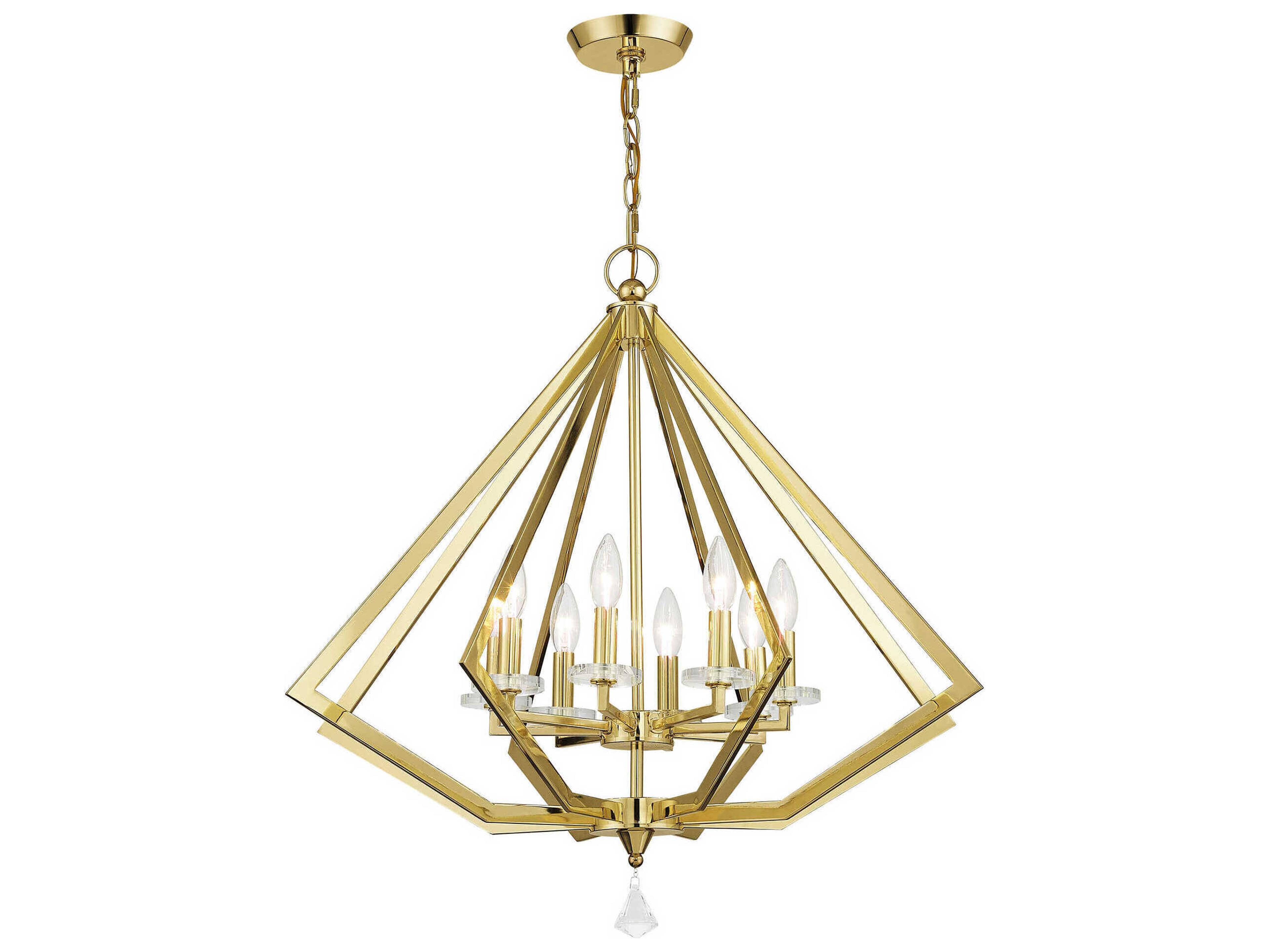 Livex Lighting Diamond 8-Light Polished Brass Crystal Candelabra Chandelier