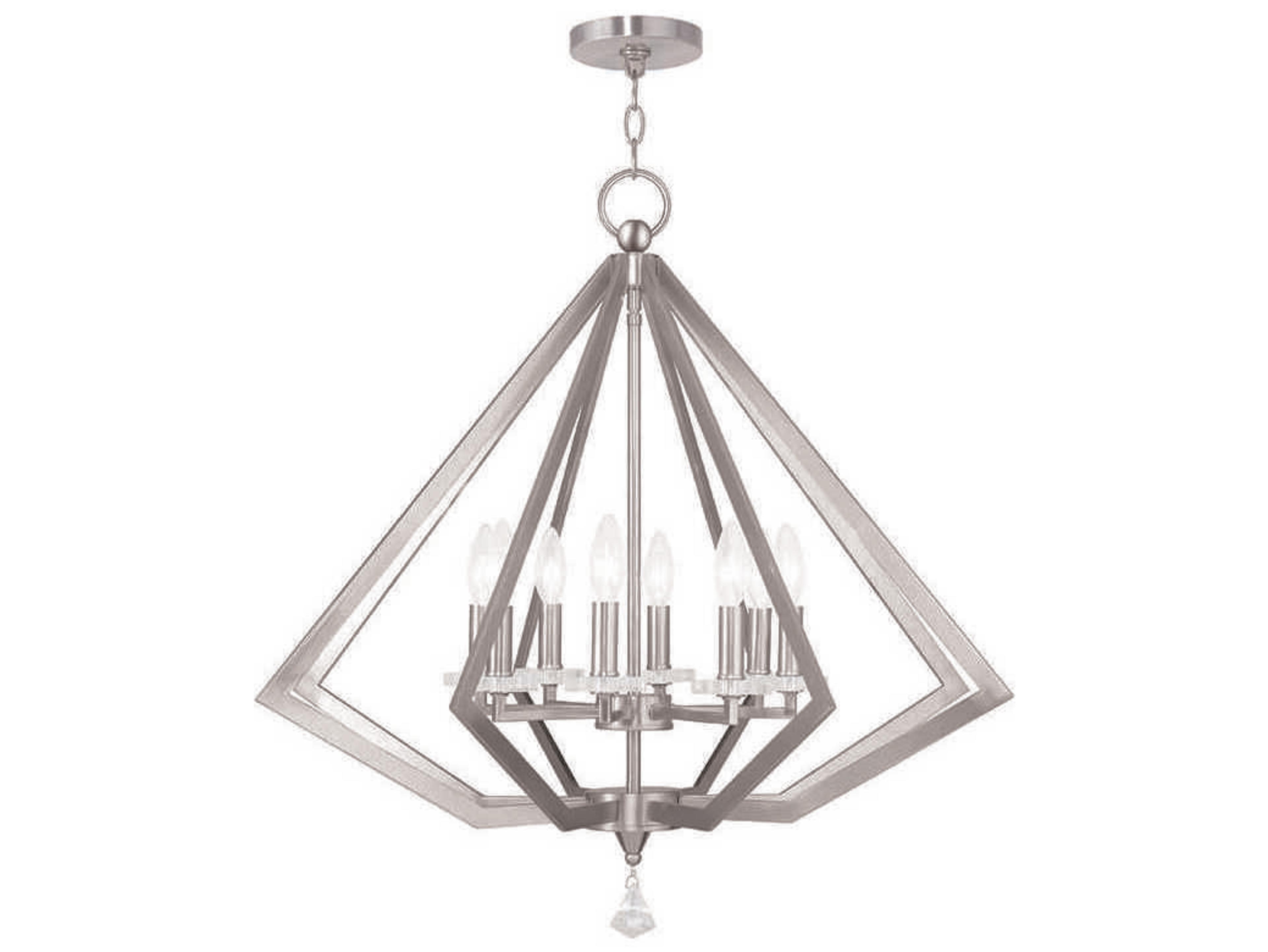 Livex Lighting Diamond 8-Light Brushed Nickel Crystal Candelabra Chandelier
