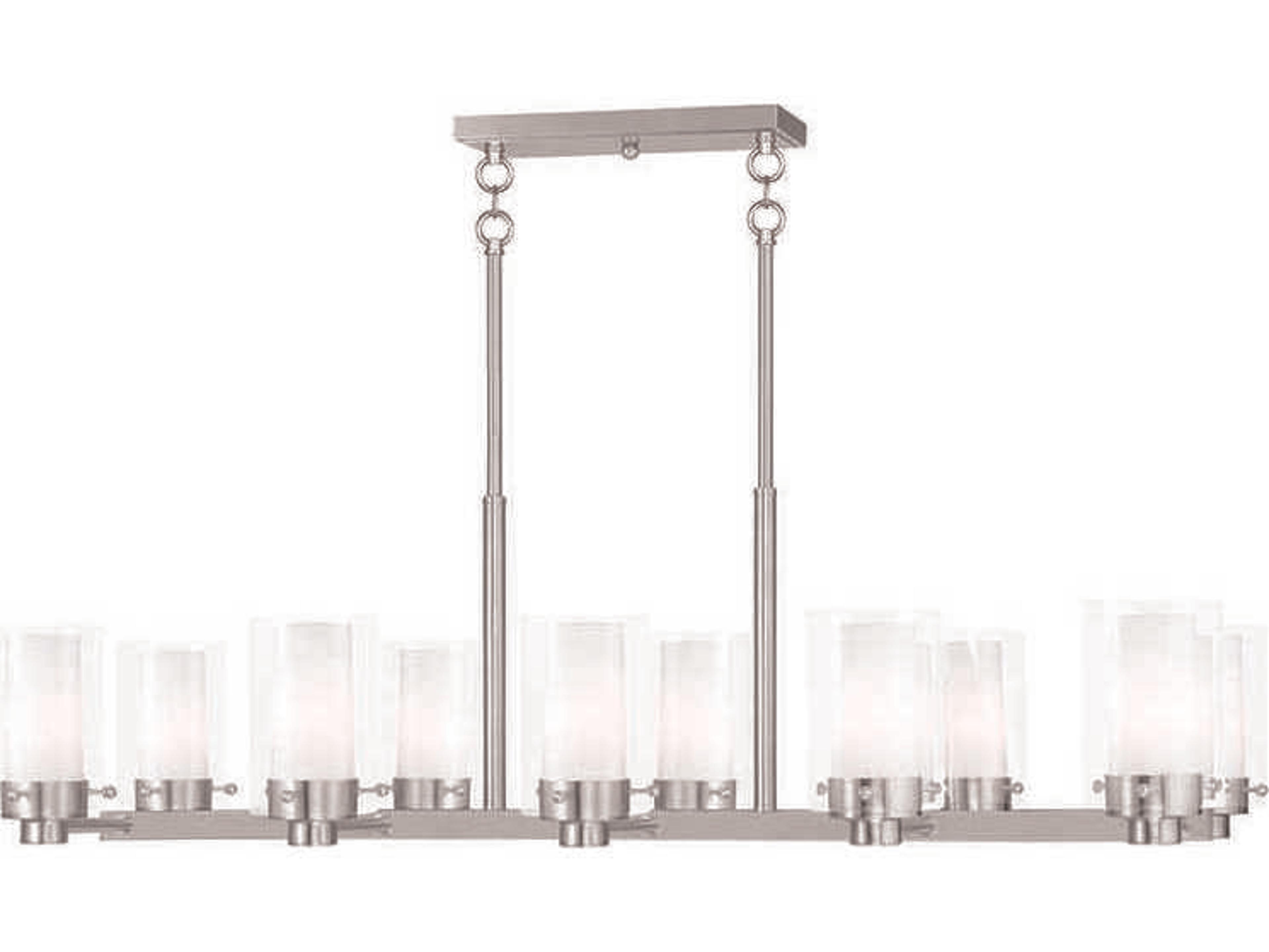 Livex Lighting Manhattan 10-Light Brushed Nickel Glass Cylinder Island Pendant