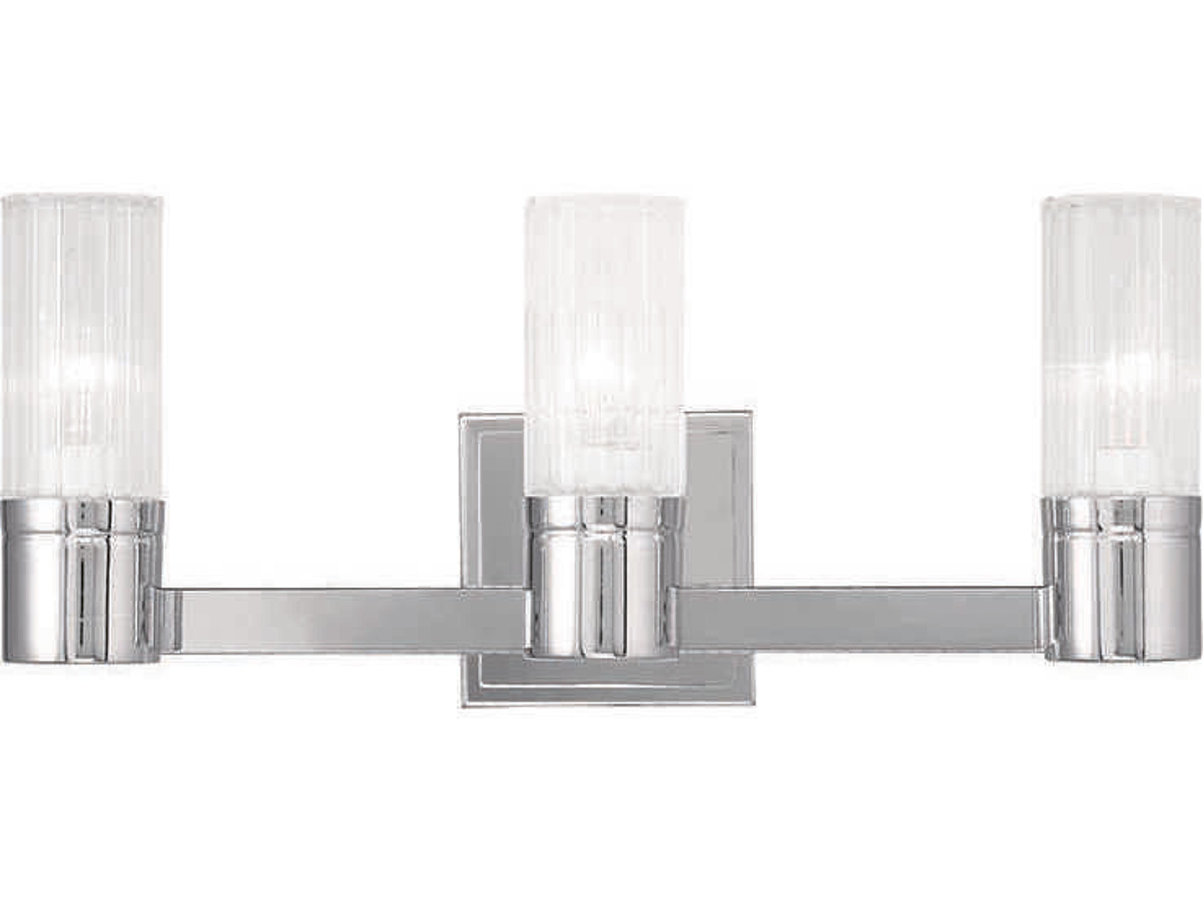 Livex Lighting Midtown 3-Light Polished Chrome Glass Vanity Light