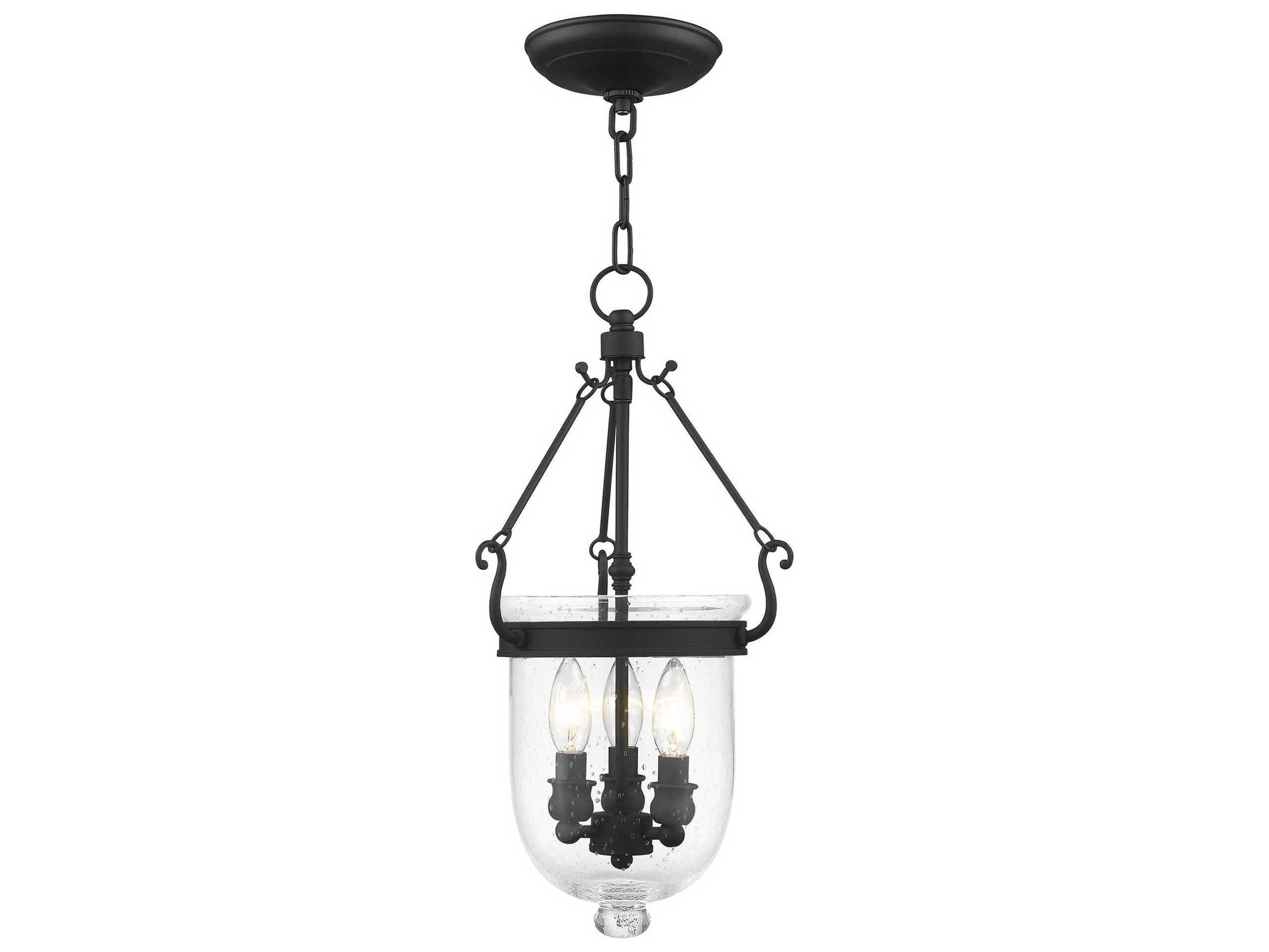 Livex Lighting Jefferson 3-Light Black Glass Chandelier