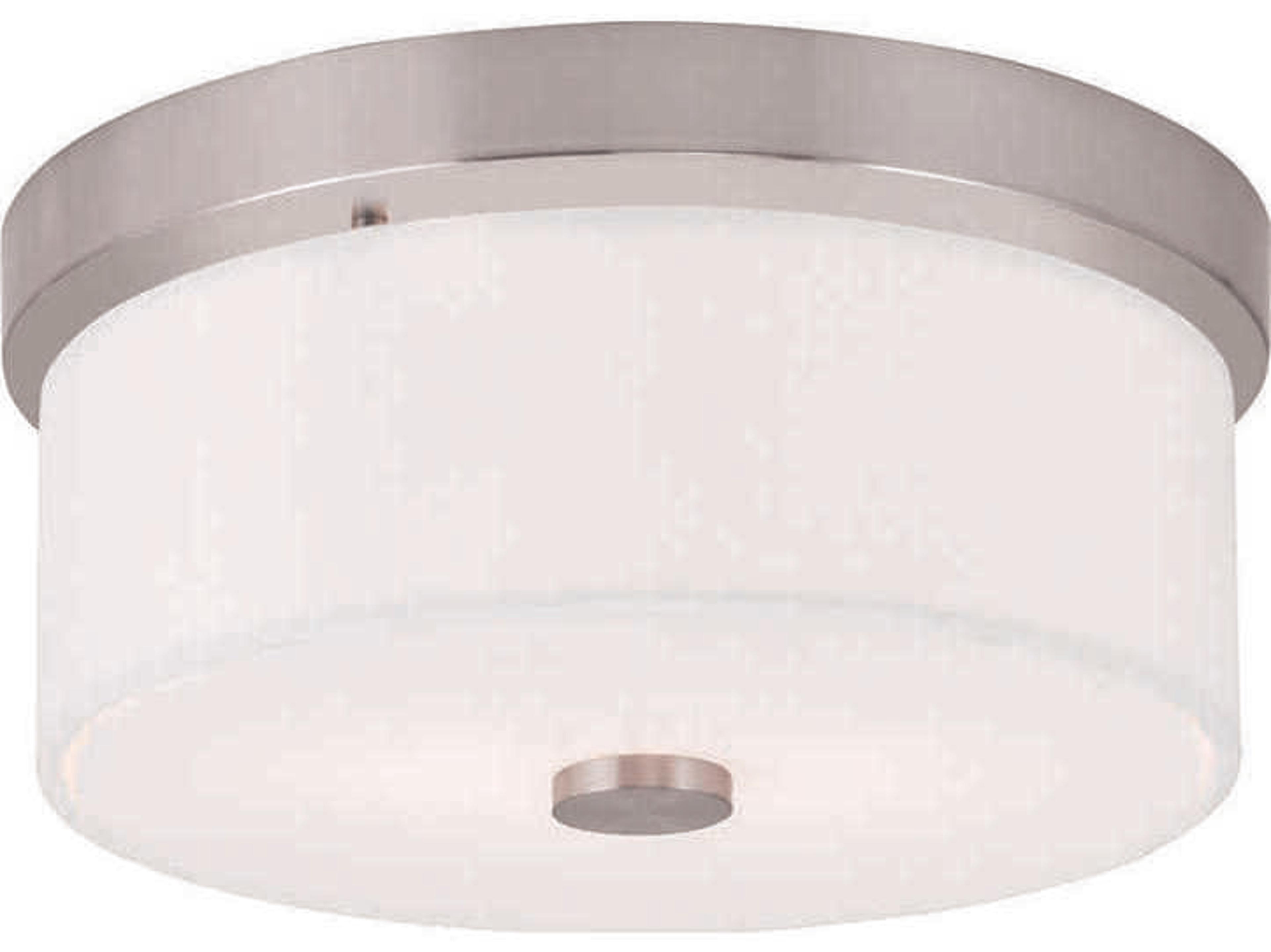 Livex Lighting Meridian 2-Light Brushed Nickel Drum Flush Mount
