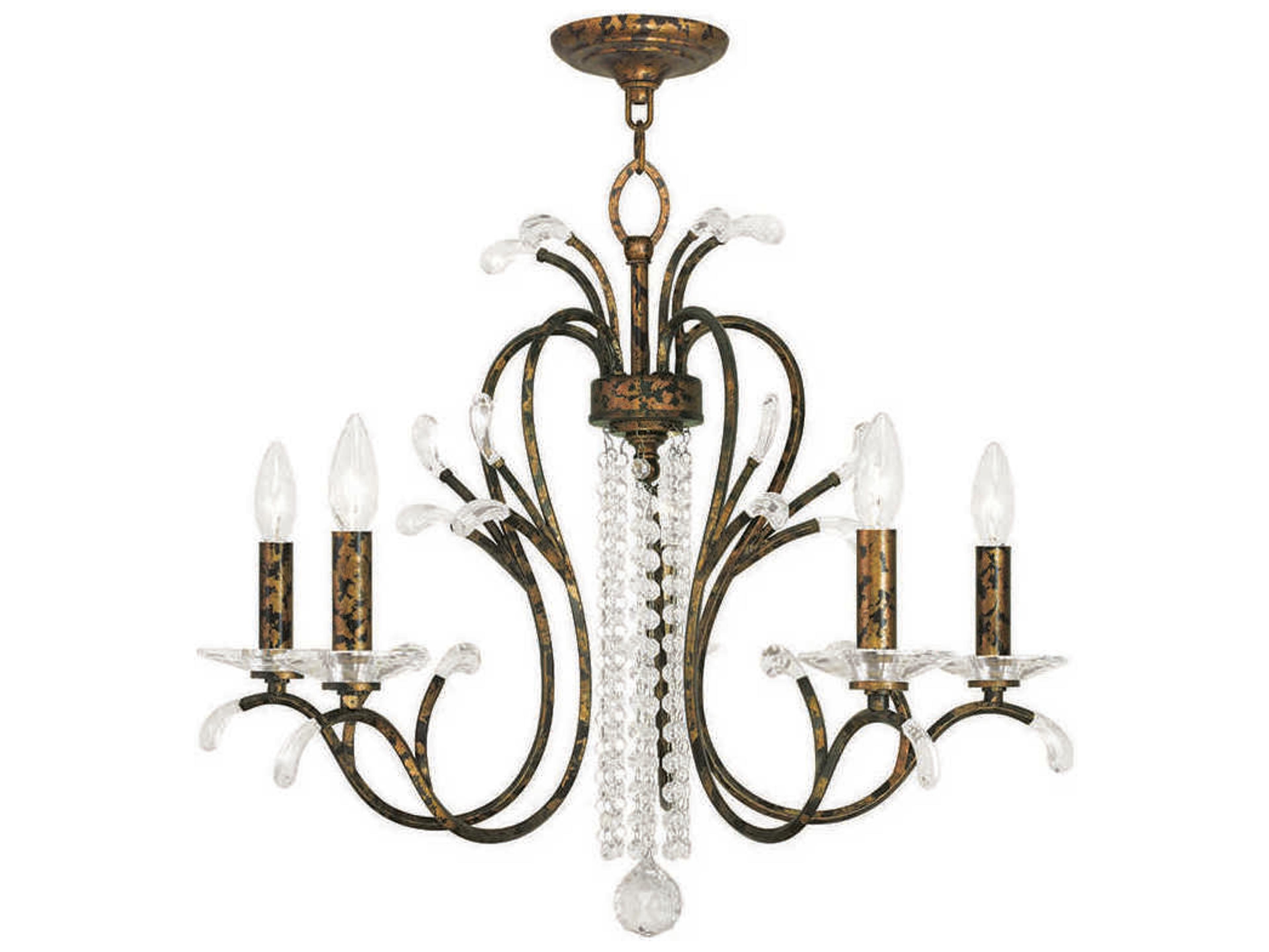 Livex Lighting Serafina 5-Light Hand Applied Venetian Golden Bronze Crystal Candelabra Chandelier