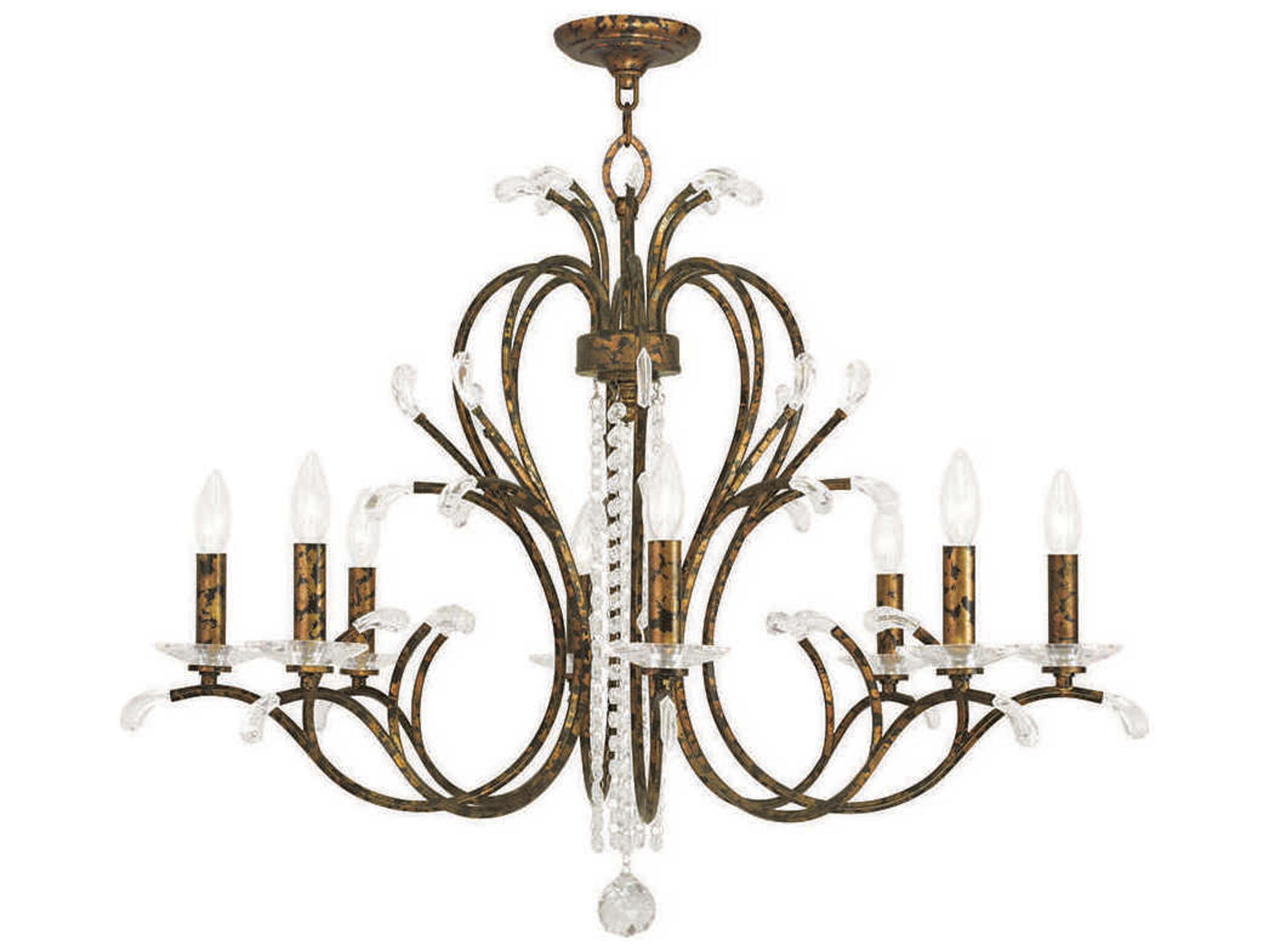 Livex Lighting Serafina 8-Light Hand Applied Venetian Golden Bronze Crystal Candelabra Chandelier
