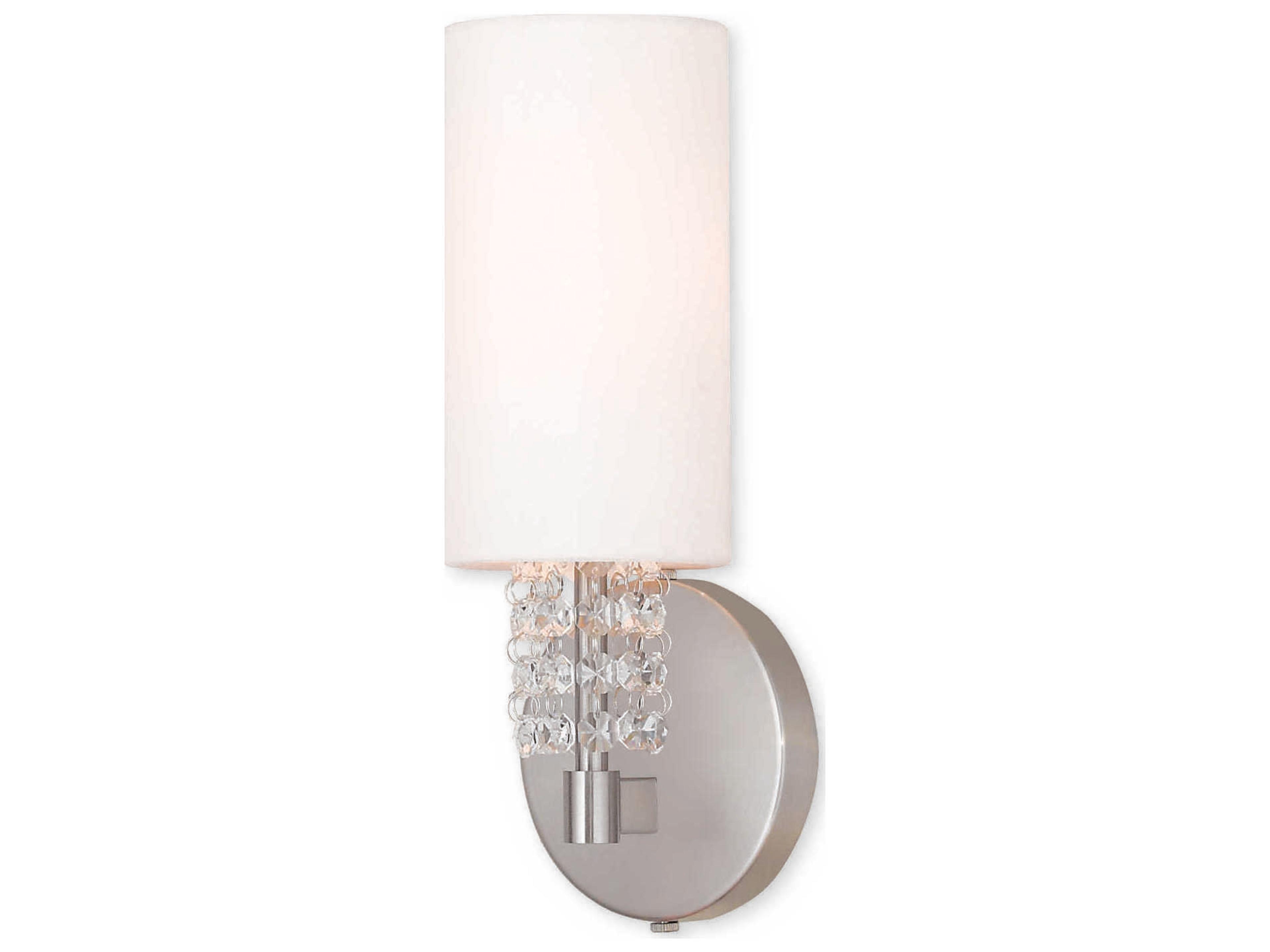 Livex Lighting Carlisle 1-Light Brushed Nickel Off White Crystal Wall Sconce