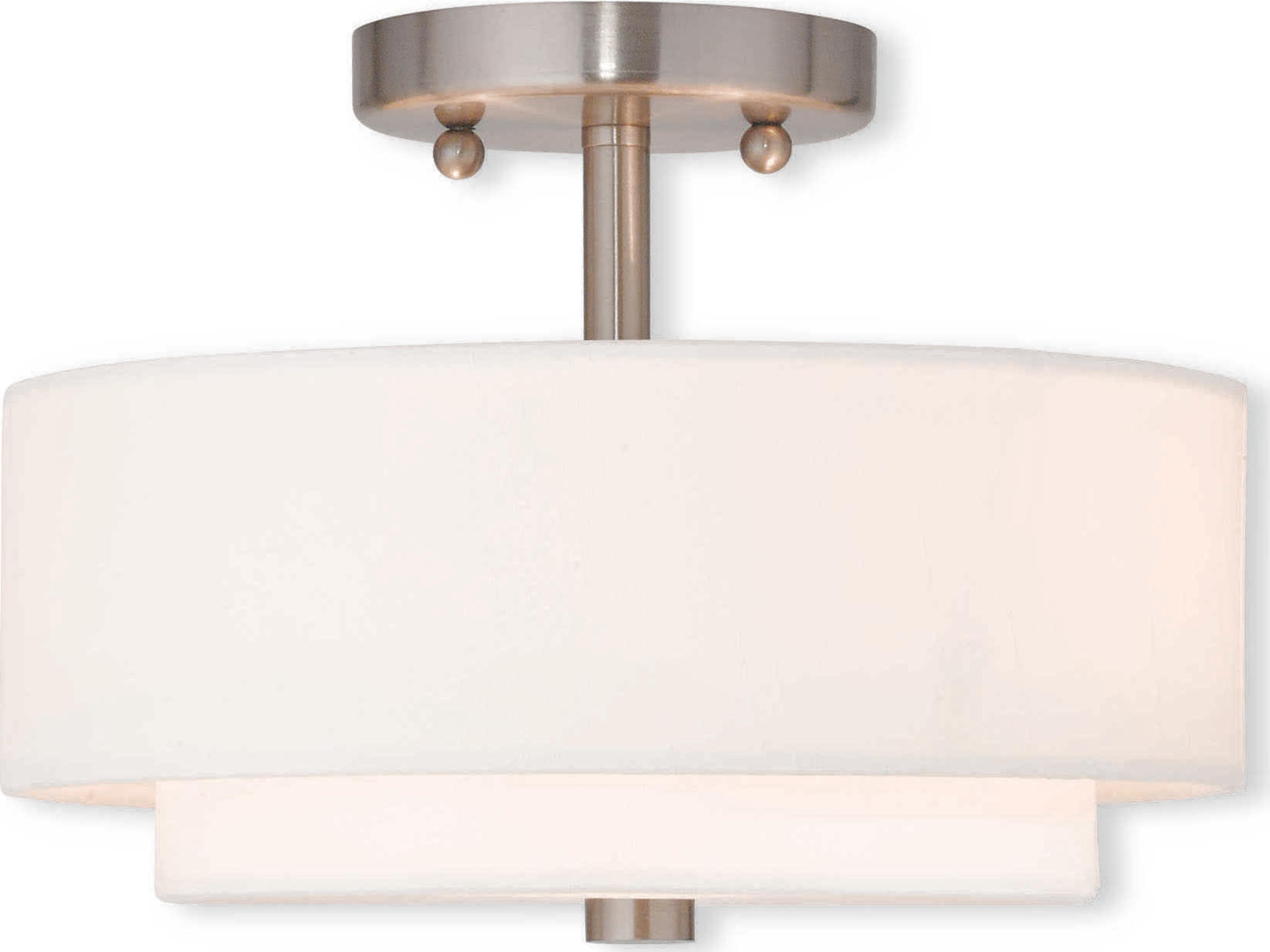 Livex Lighting Meridian 2-Light Brushed Nickel Drum Semi Flush Mount
