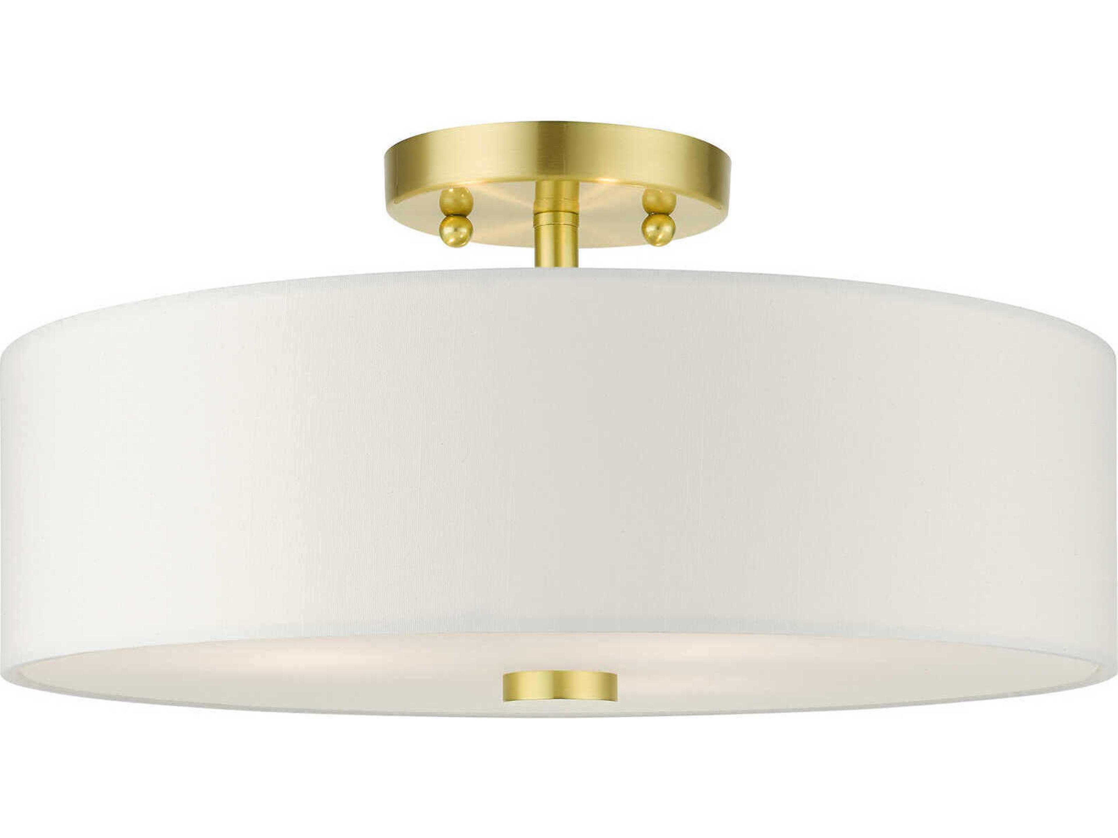 Livex Lighting Meridian 3-Light Satin Brass Drum Semi Flush Mount