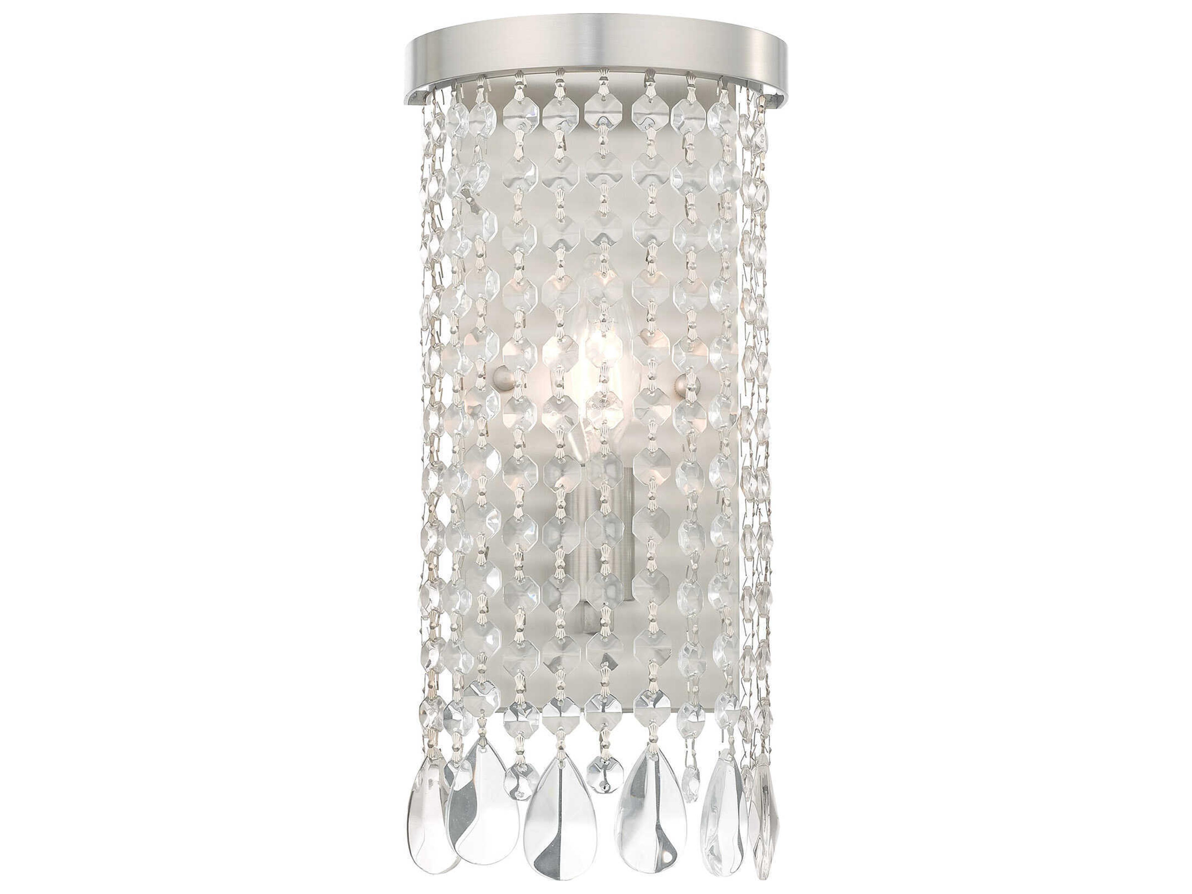 Livex Lighting Elizabeth 1-Light Brushed Nickel Crystal Wall Sconce