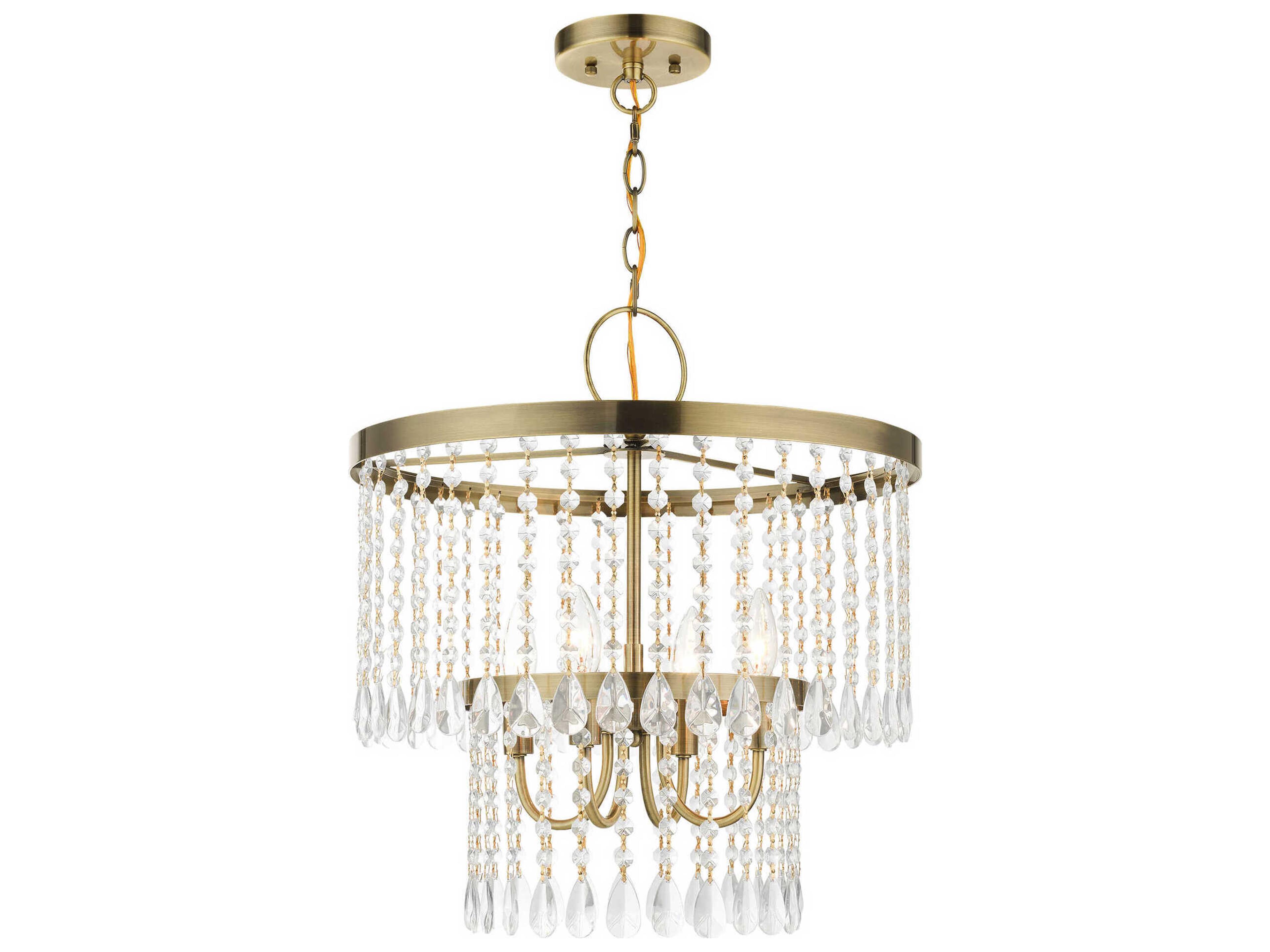 Livex Lighting Elizabeth 4-Light Antique Brass Crystal Chandelier