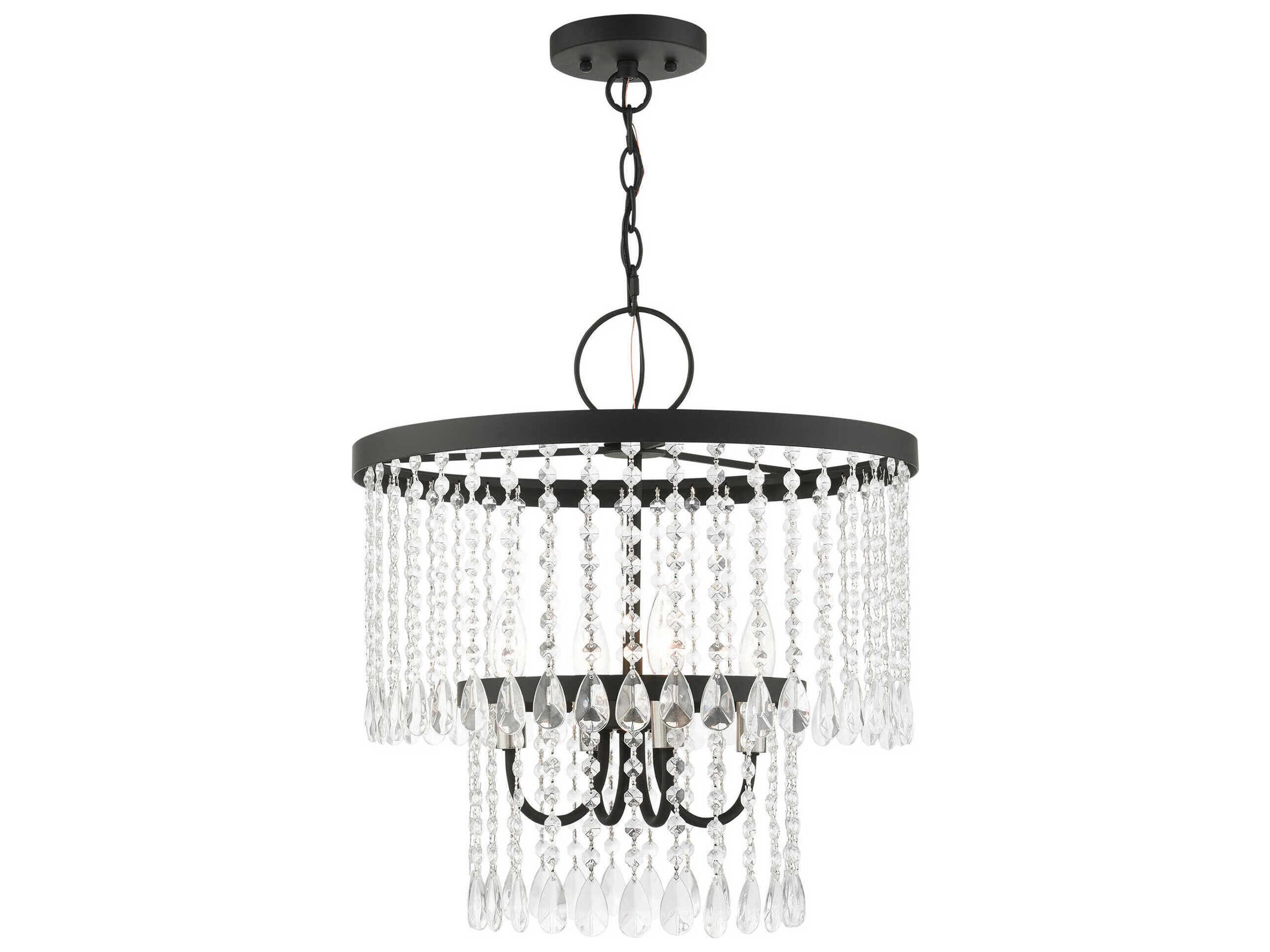 Livex Lighting Elizabeth 4-Light Black Crystal Chandelier