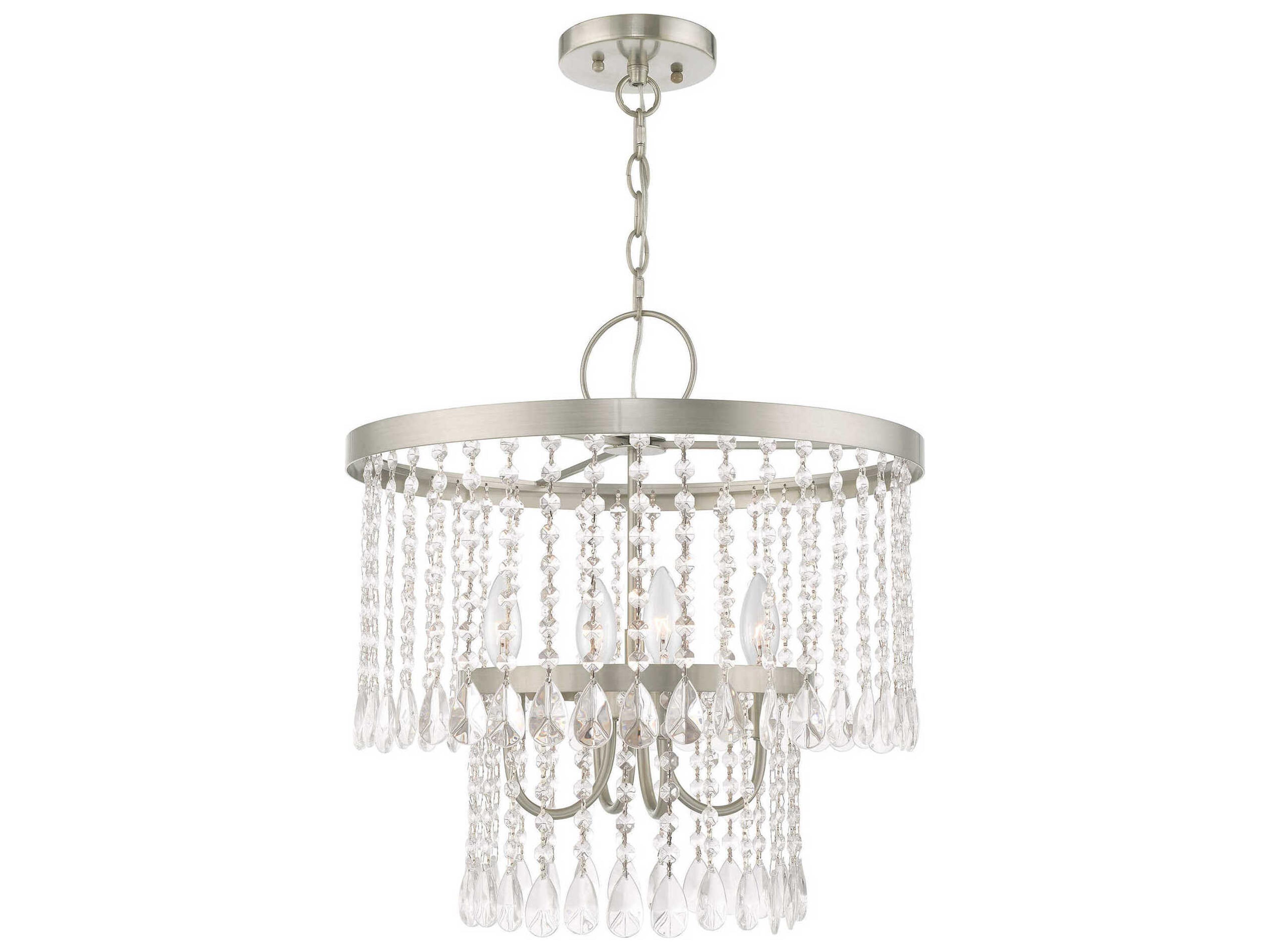 Livex Lighting Elizabeth 4-Light Brushed Nickel Crystal Chandelier
