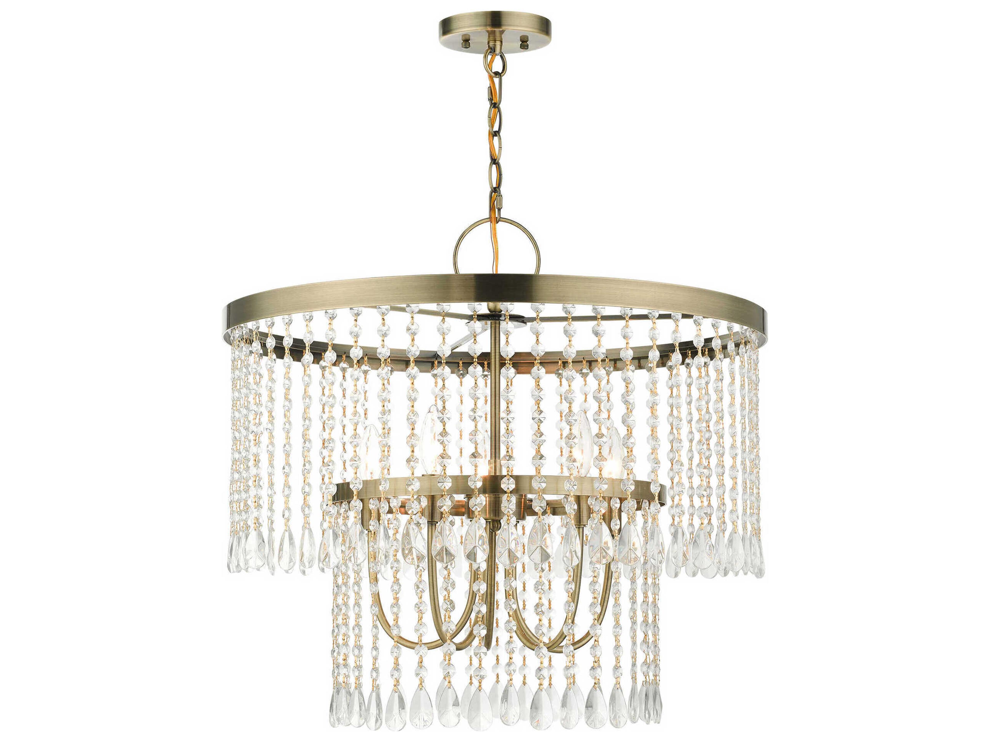 Livex Lighting Elizabeth 5-Light Antique Brass Crystal Chandelier
