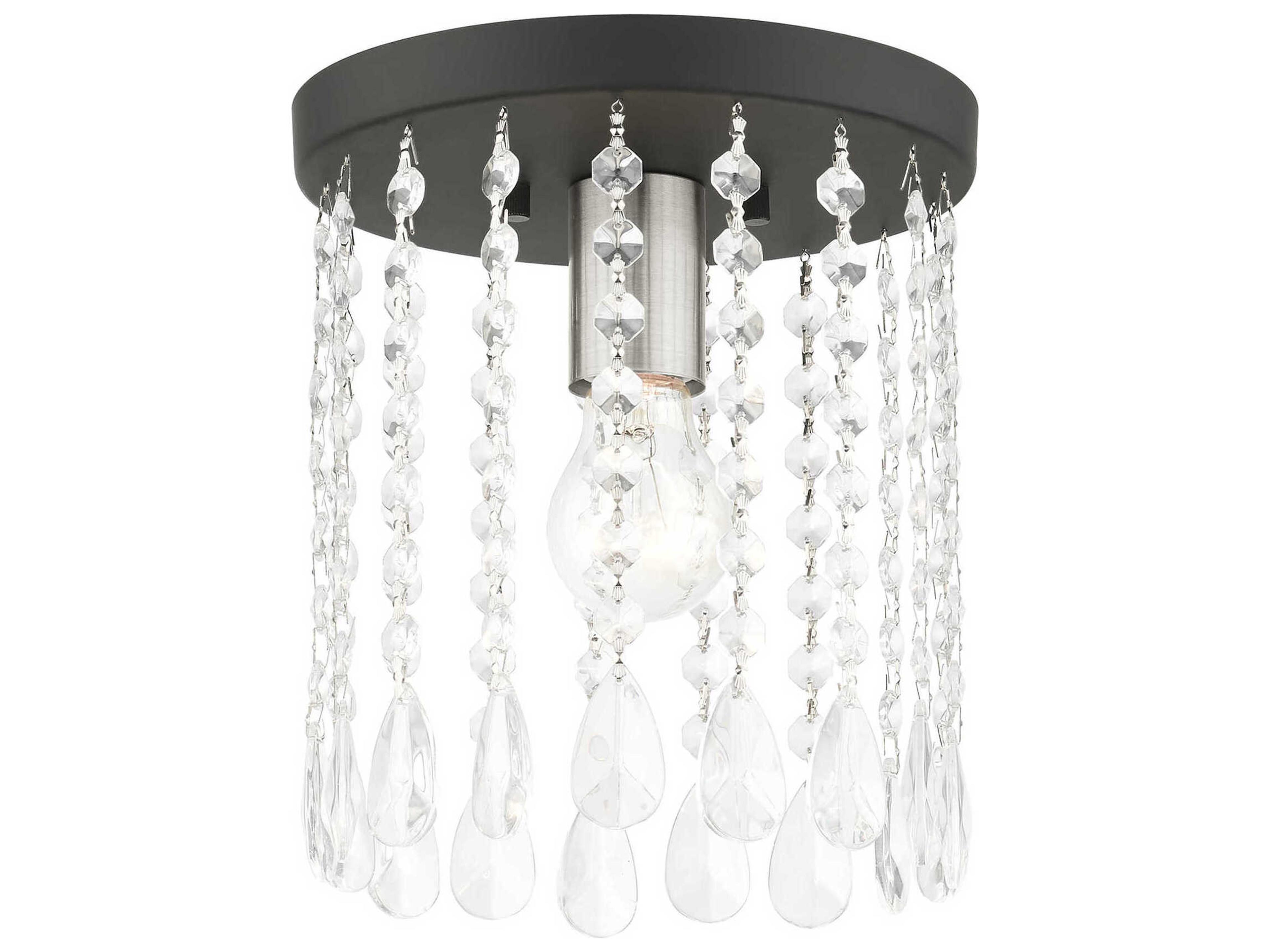 Livex Lighting Elizabeth 1-Light Black Crystal Flush Mount