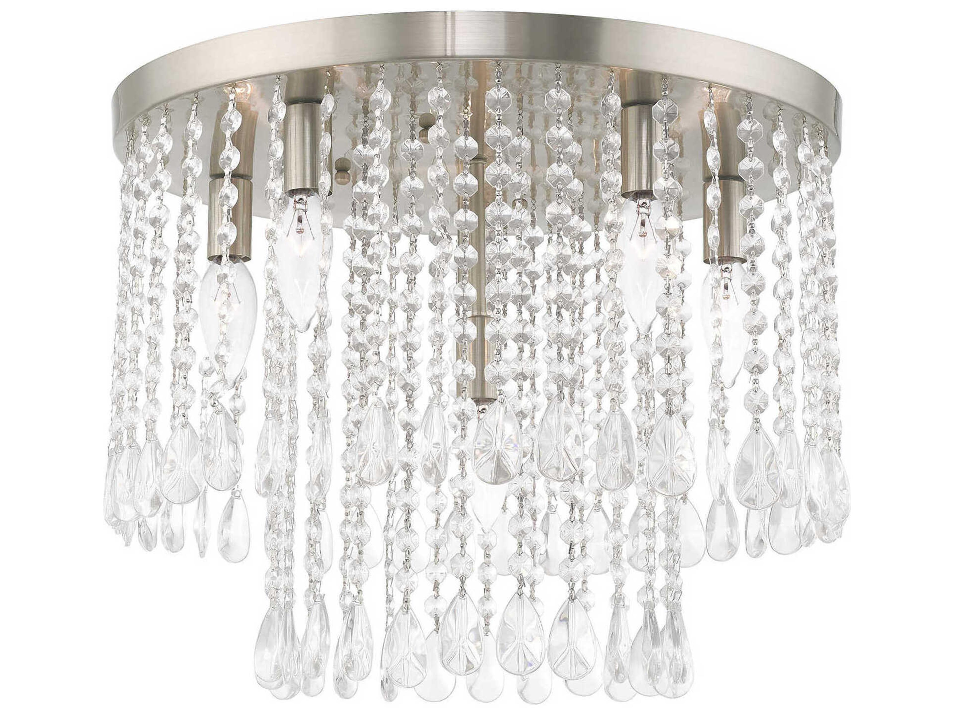 Livex Lighting Elizabeth 6-Light Brushed Nickel Crystal Flush Mount