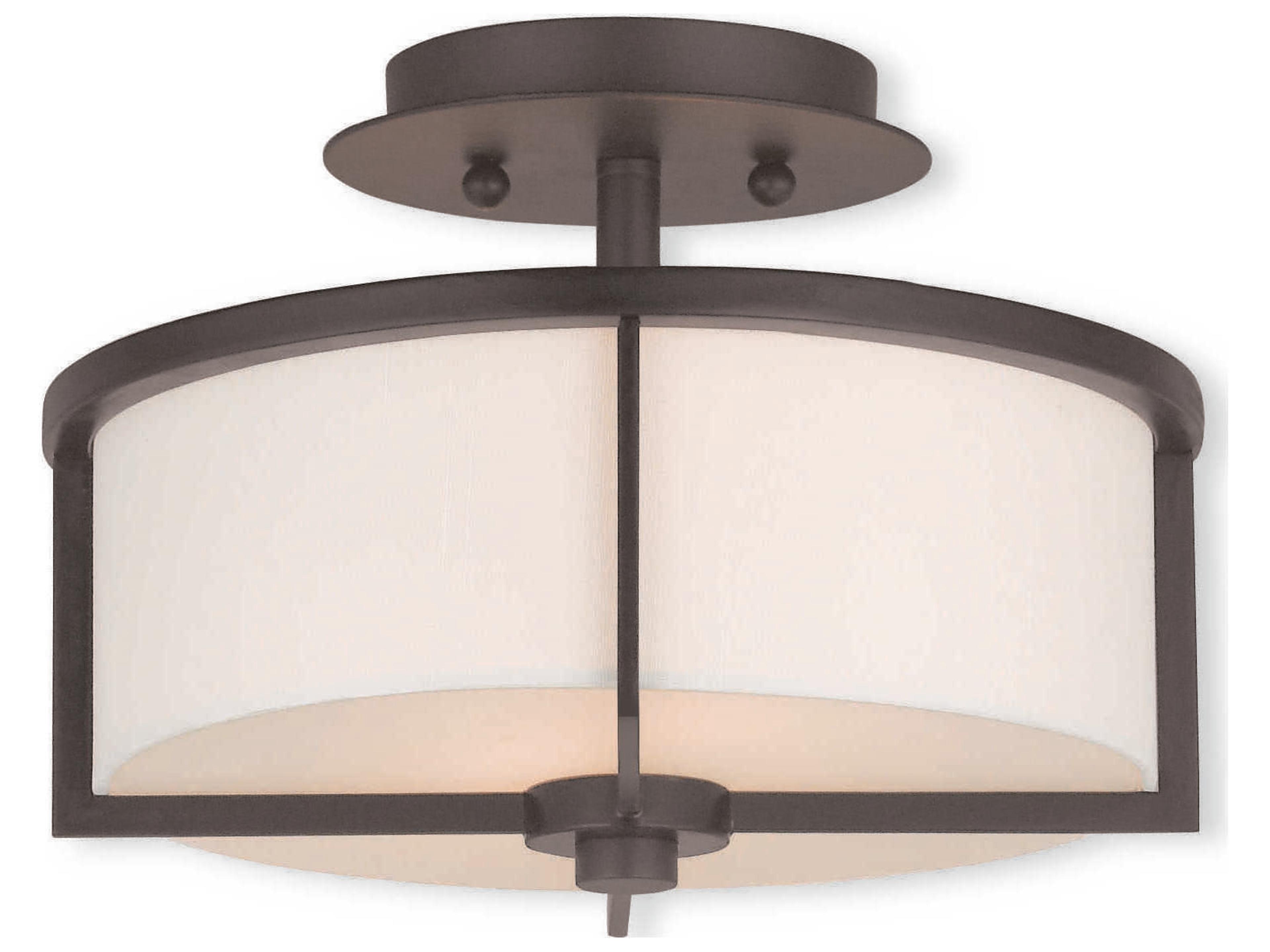 Livex Lighting Wesley 2-Light Bronze Drum Semi Flush Mount