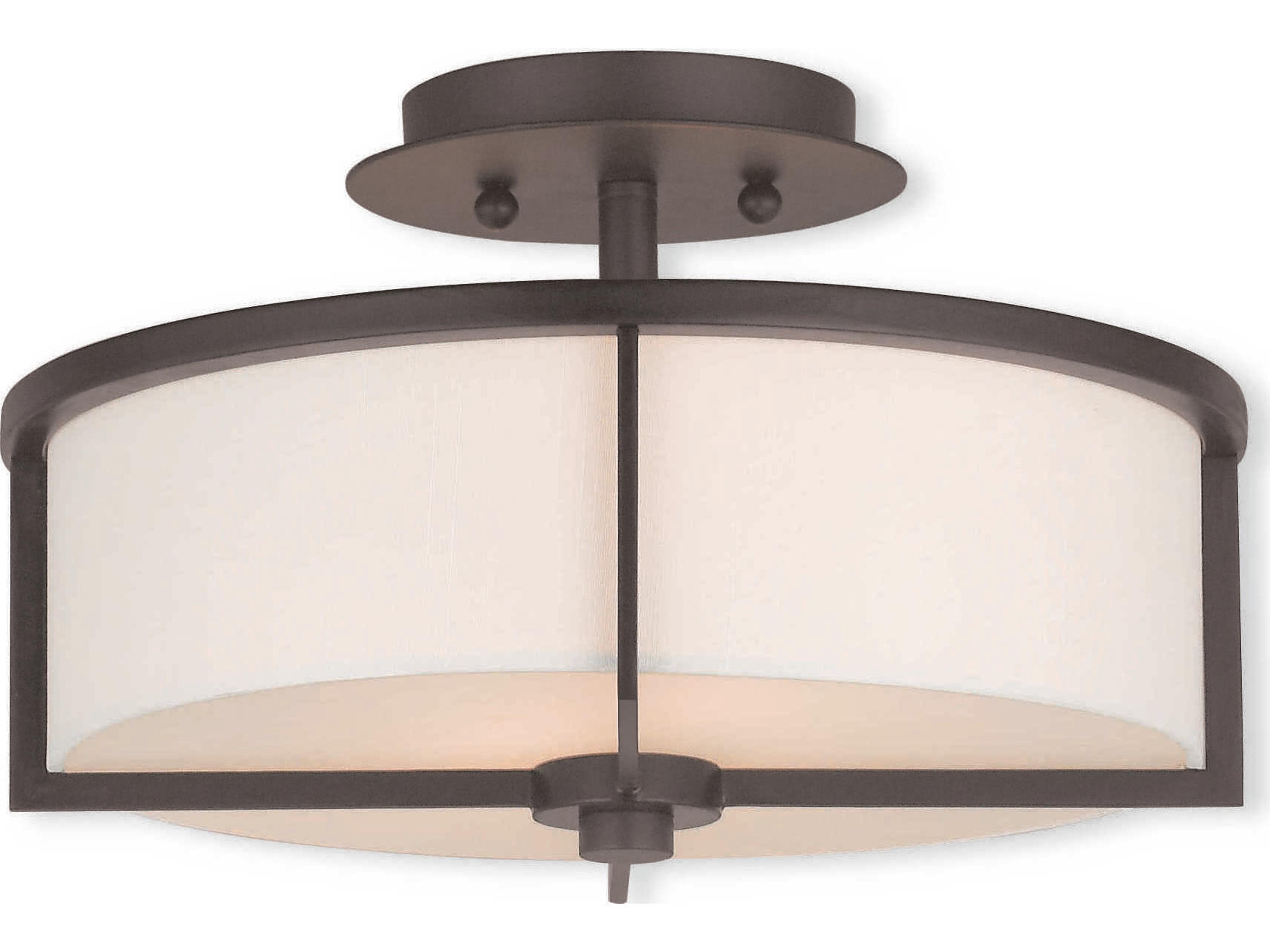 Livex Lighting Wesley 2-Light Bronze Drum Semi Flush Mount