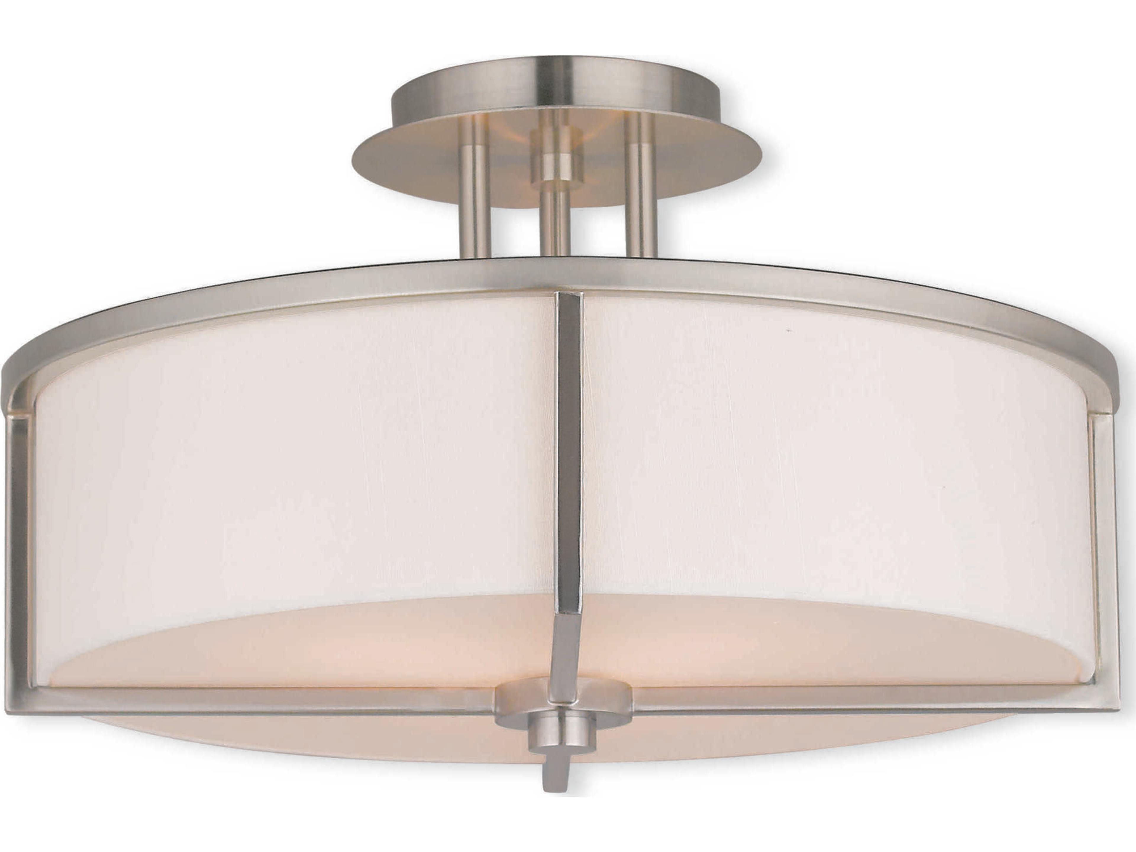 Livex Lighting Wesley 3-Light Brushed Nickel Drum Flush Mount