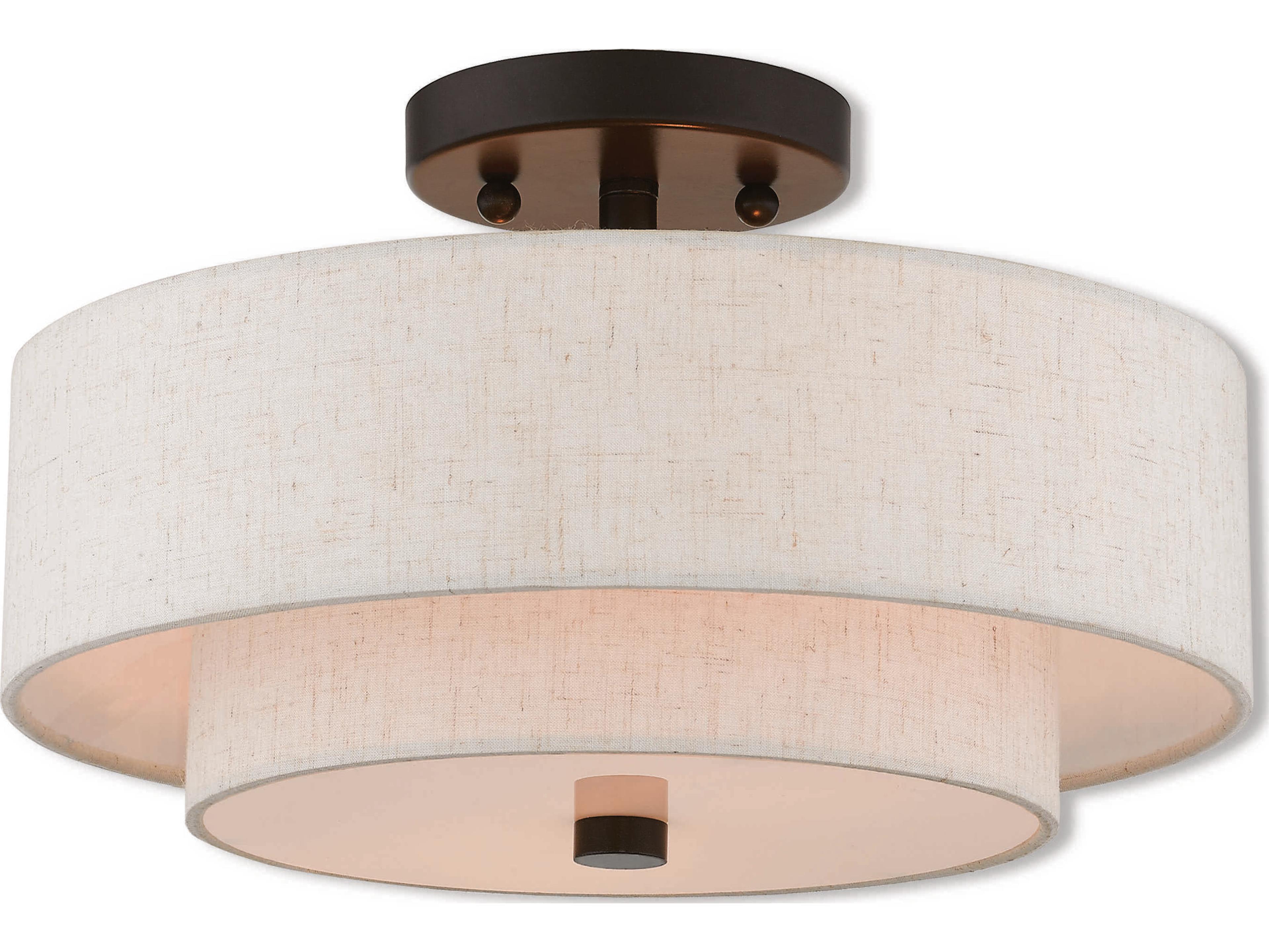 Livex Lighting Claremont 2-Light English Bronze Drum Semi Flush Mount