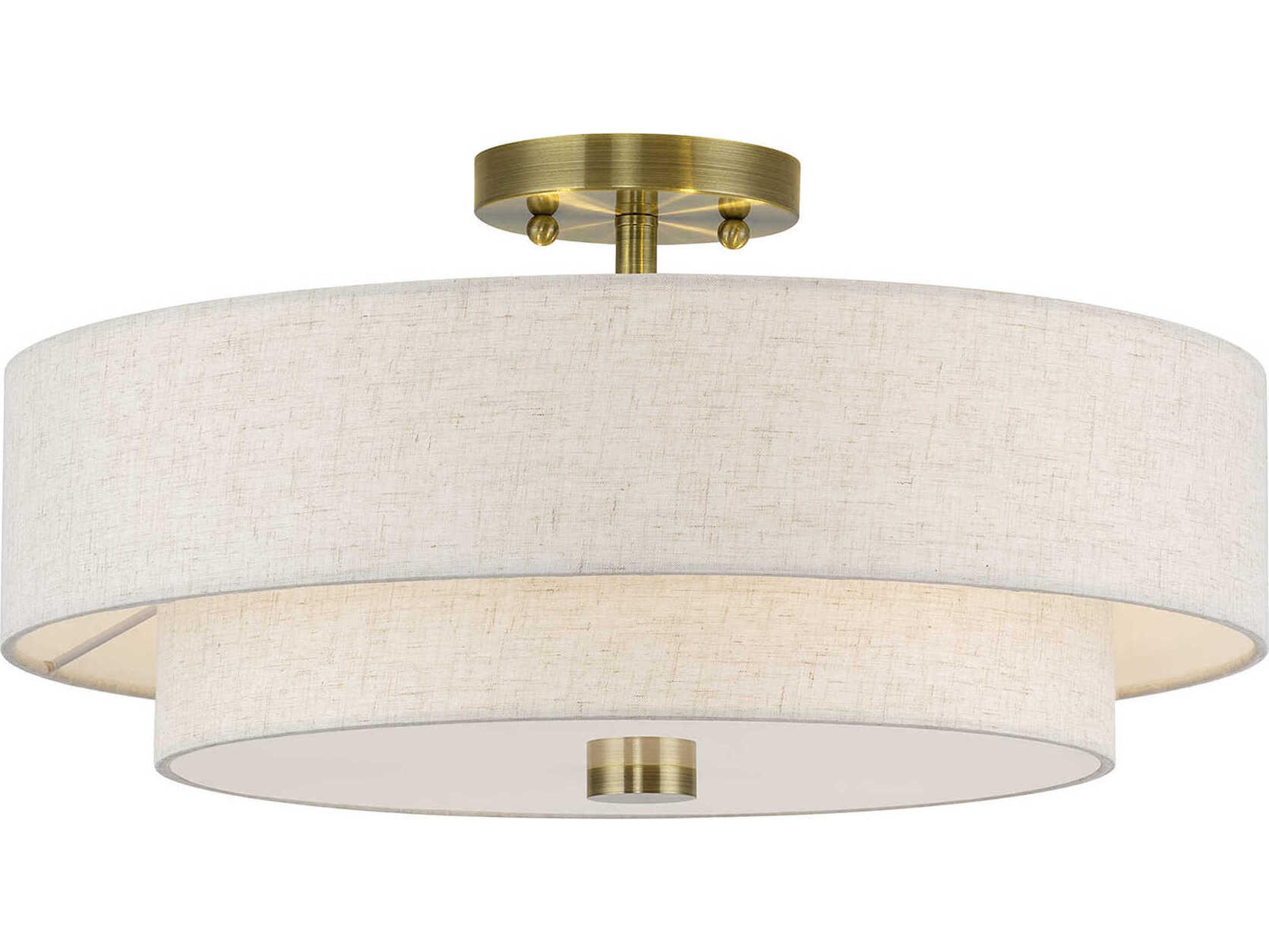 Livex Lighting Monroe 4-Light Antique Brass Drum Semi Flush Mount