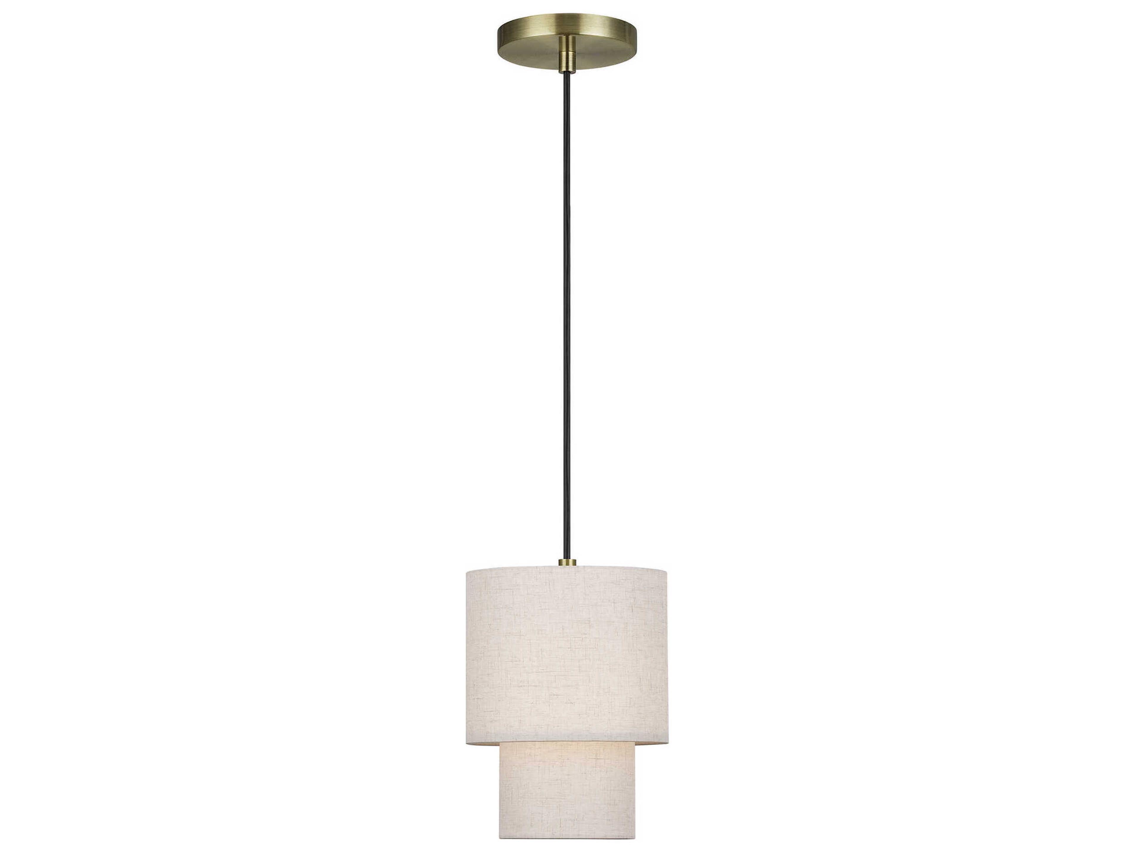 Livex Lighting Monroe 1-Light Antique Brass Drum Mini Pendant
