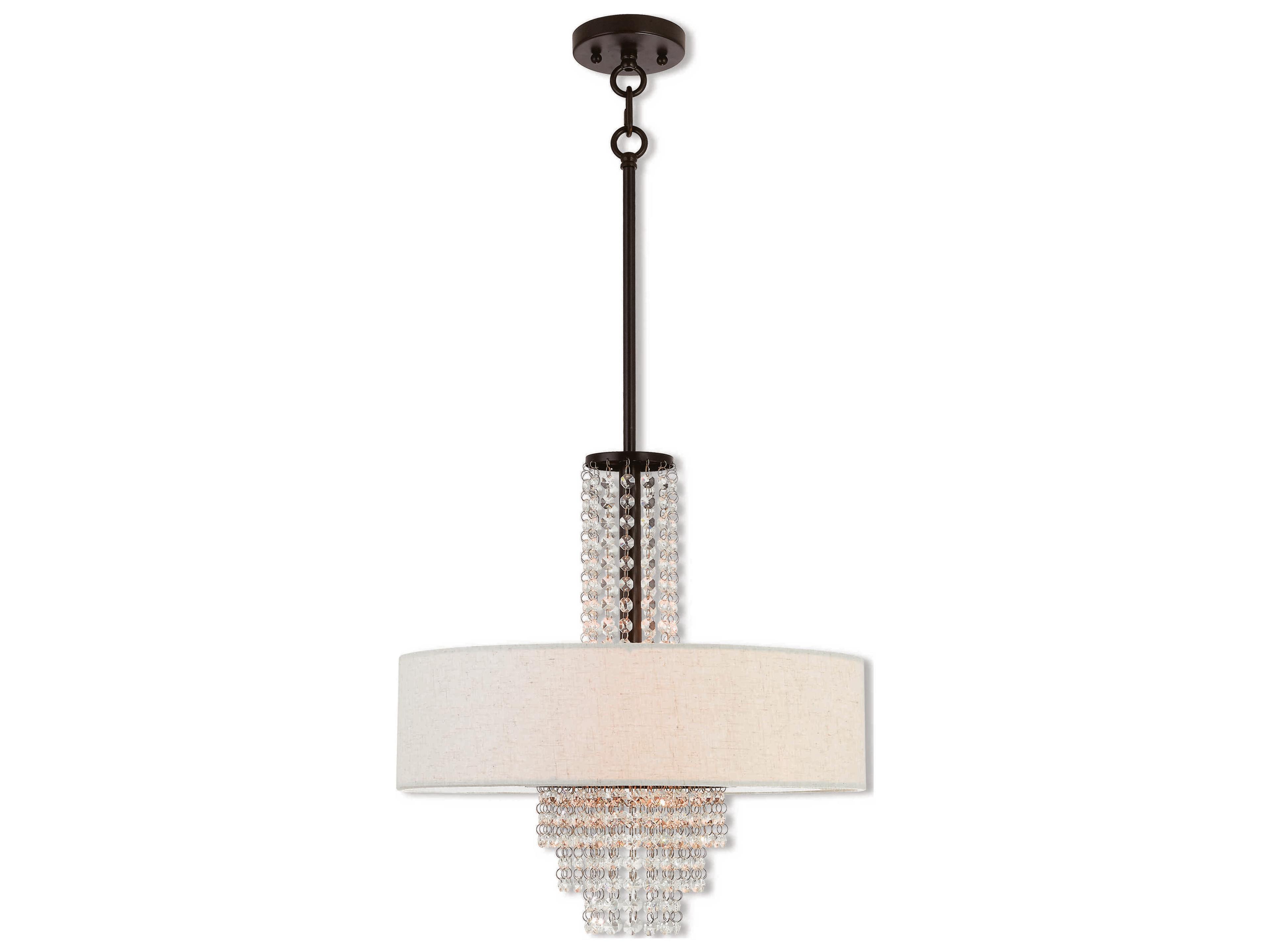 Livex Lighting Carlisle 4-Light English Bronze Off White Crystal Drum Pendant
