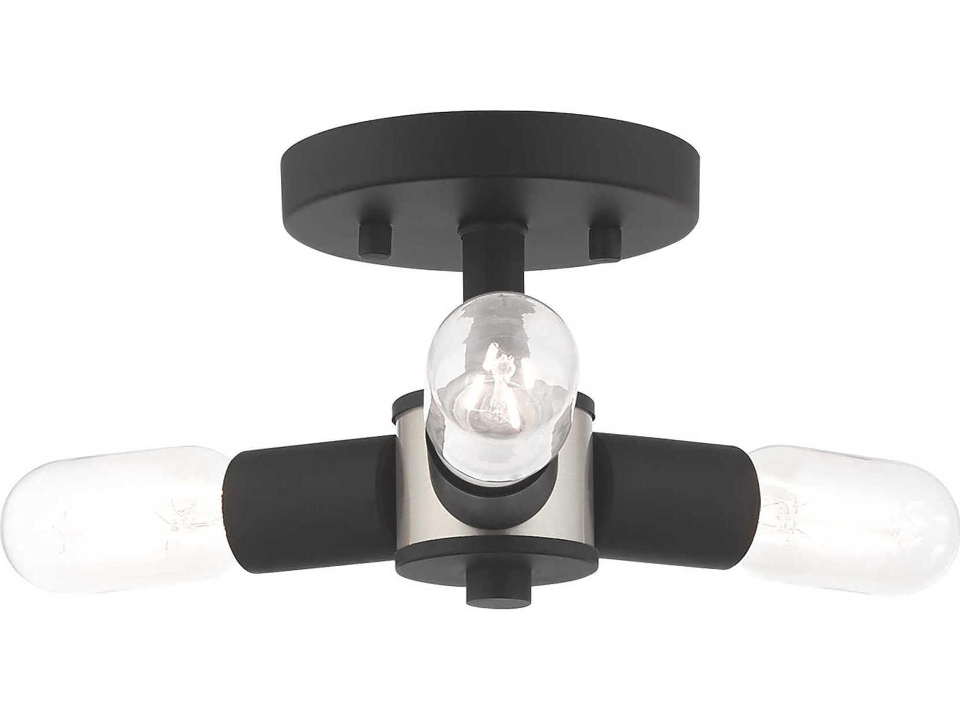 Livex Lighting Copenhagen 3-Light Black Semi Flush Mount