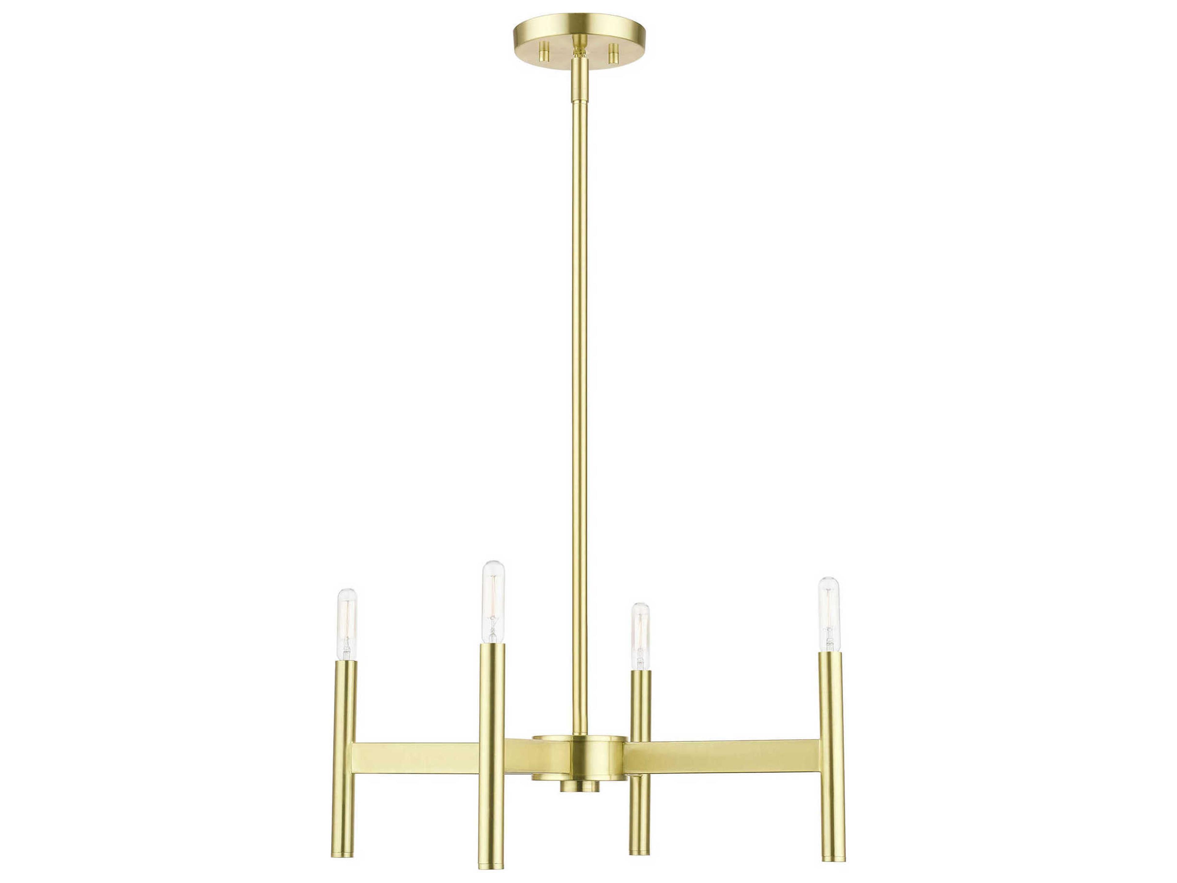Livex Lighting Copenhagen 4-Light Satin Brass Candelabra Chandelier