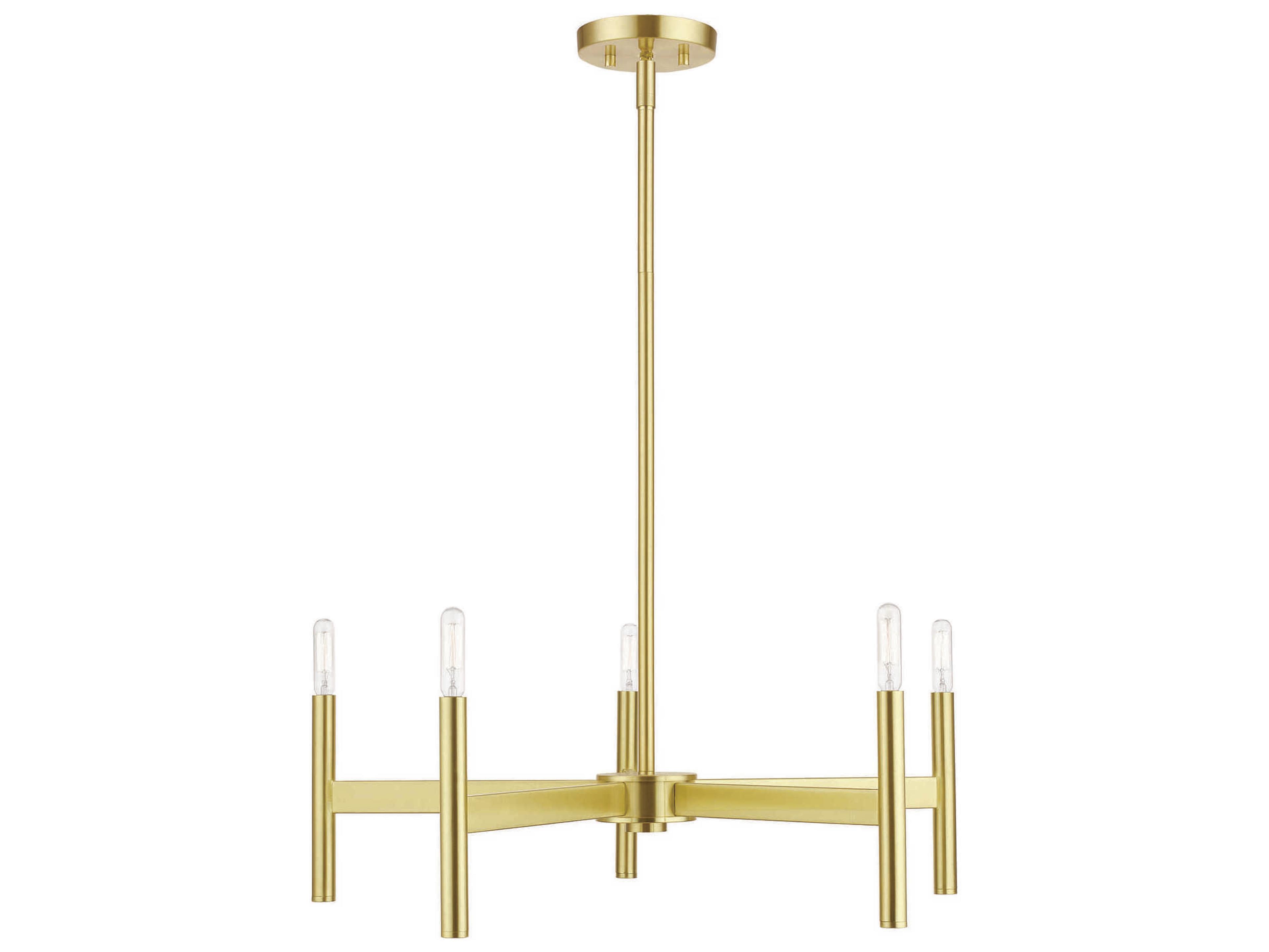 Livex Lighting Copenhagen 5-Light Satin Brass Candelabra Chandelier