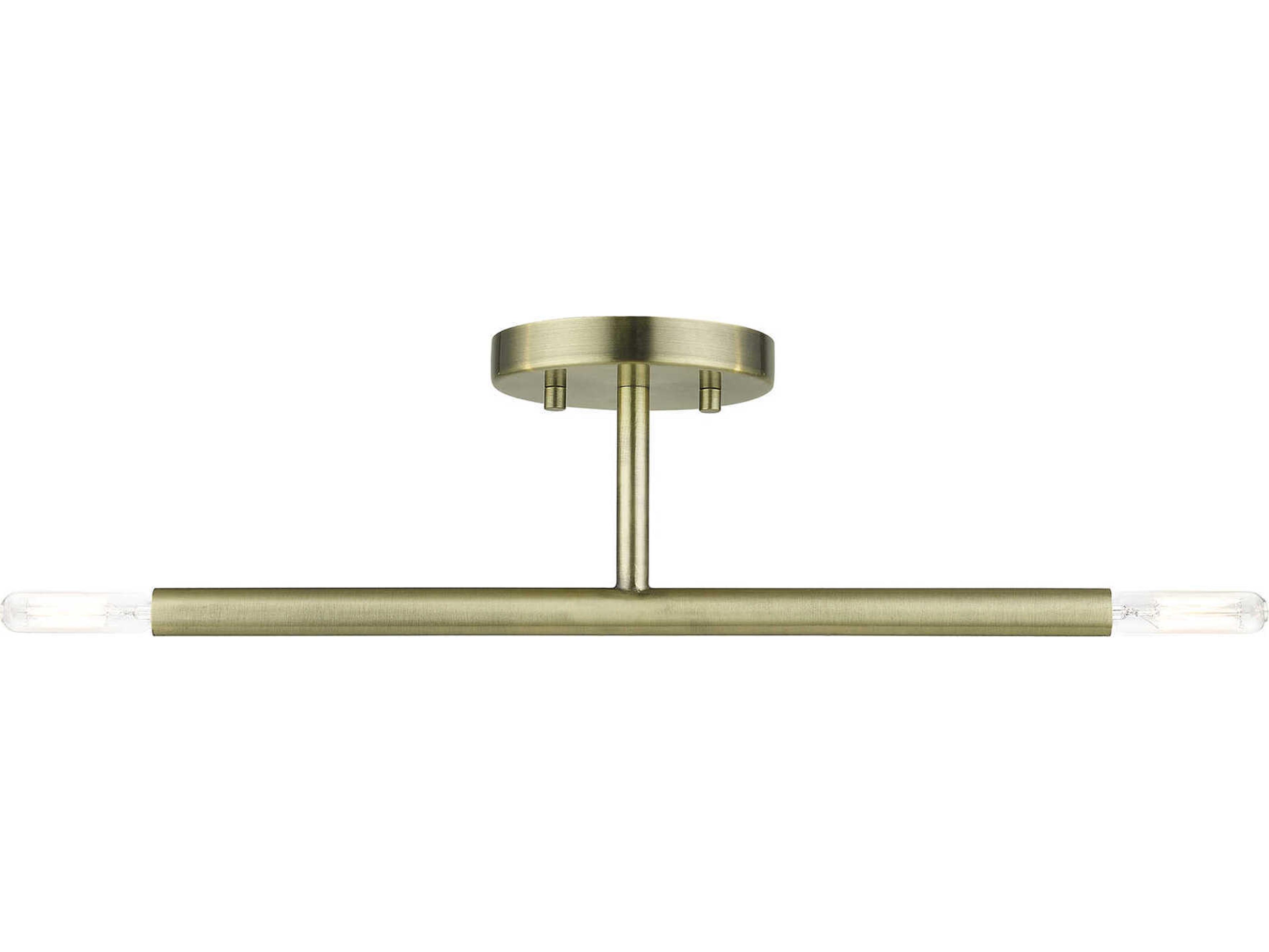 Livex Lighting Copenhagen 2-Light Antique Brass Semi Flush Mount