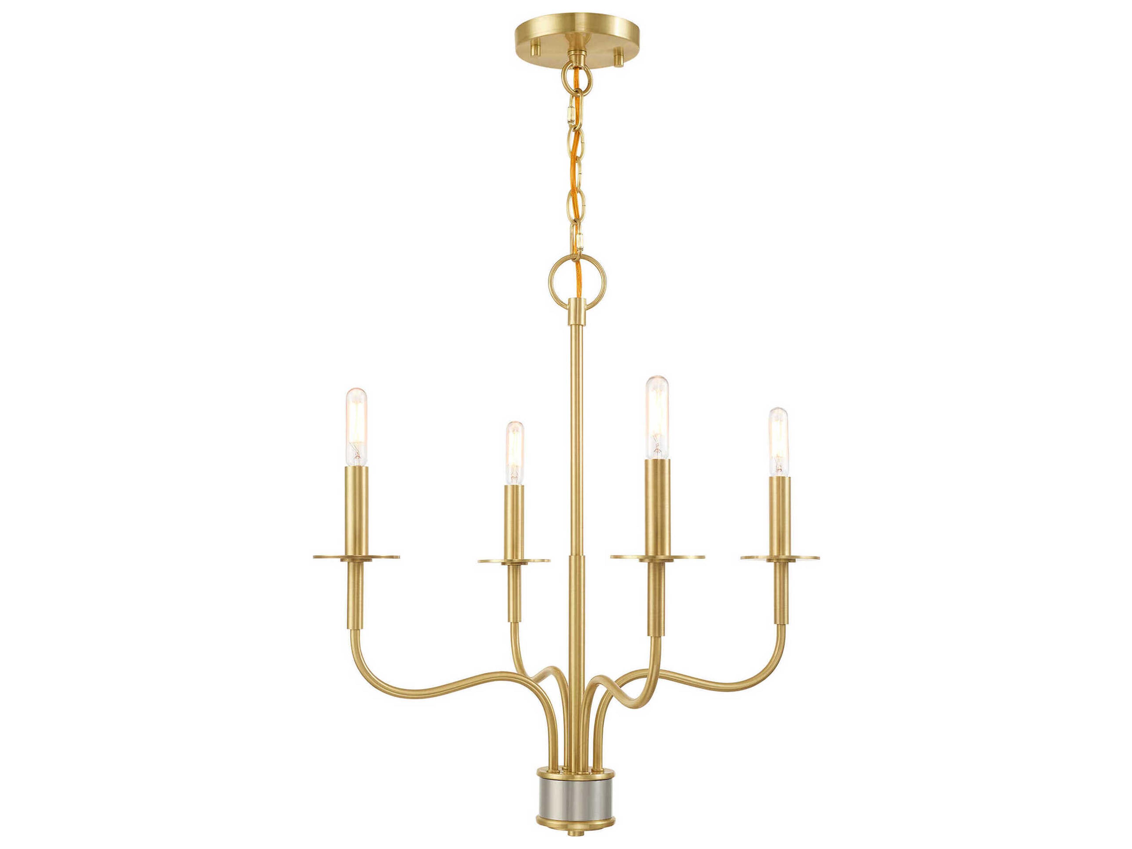 Livex Lighting Lisbon 4-Light Satin Brass Candelabra Chandelier