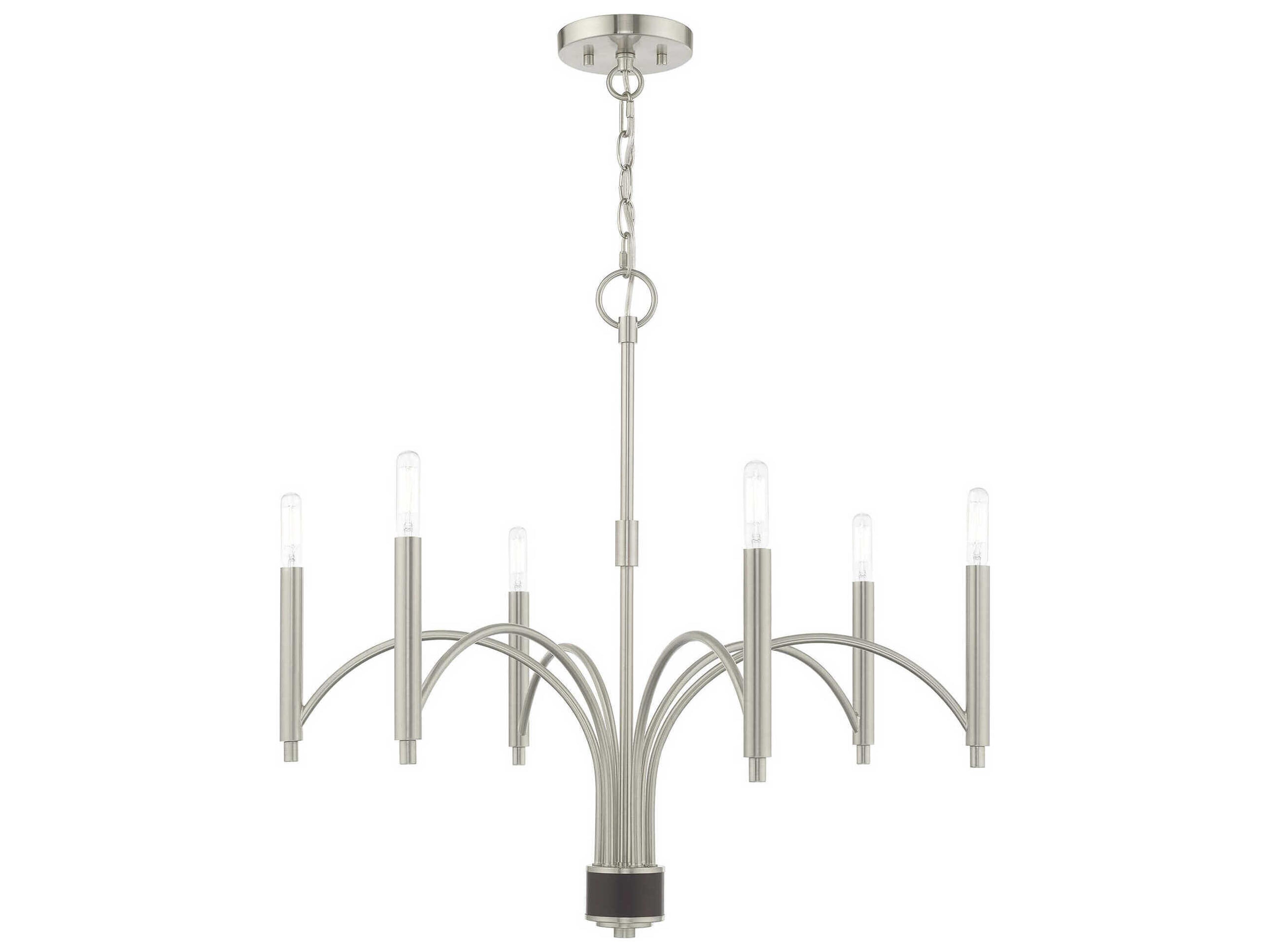 Livex Lighting Wisteria 6-Light Brushed Nickel Candelabra Chandelier