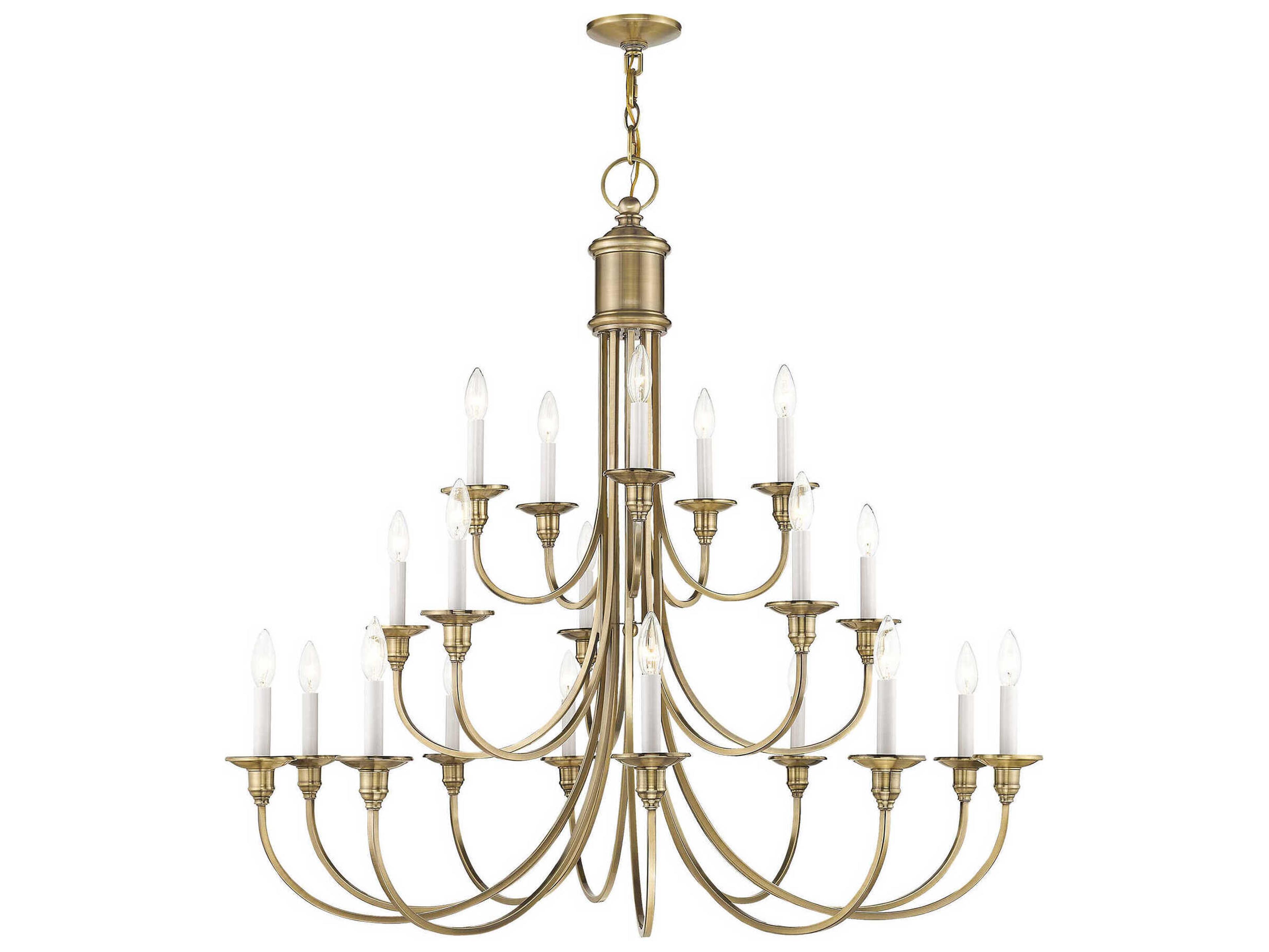 Livex Lighting Cranford 20-Light Antique Brass Candelabra Tiered Chandelier