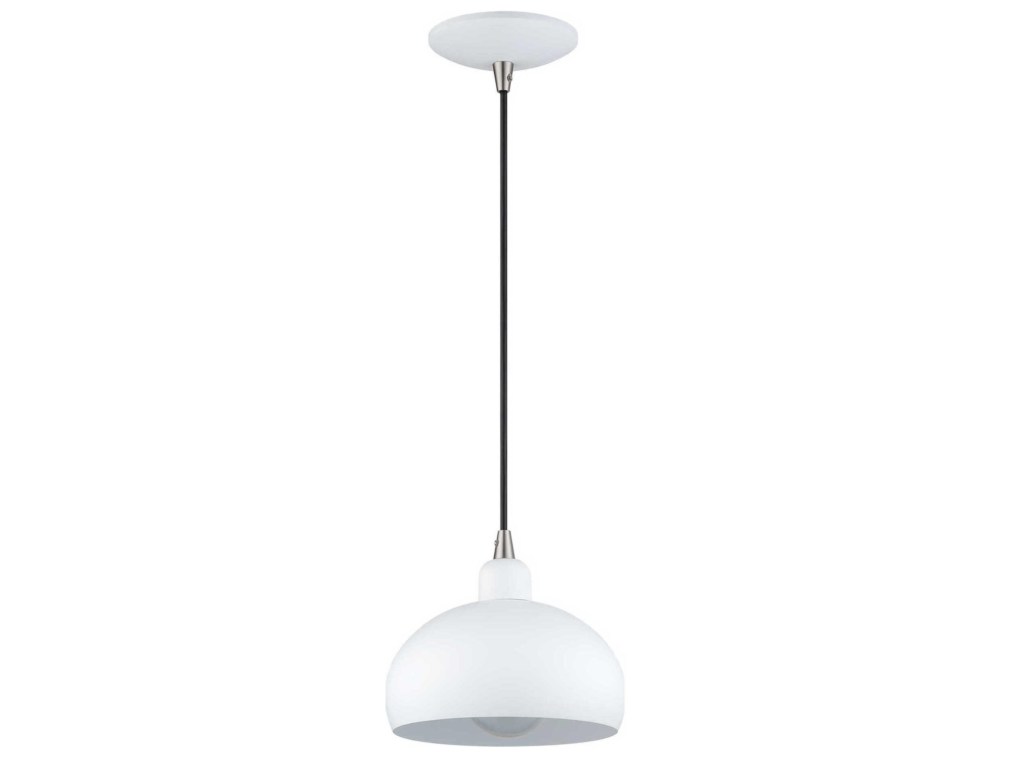 Livex Lighting Domma 1-Light White With Brushed Nickel Accents Drum Mini Pendant