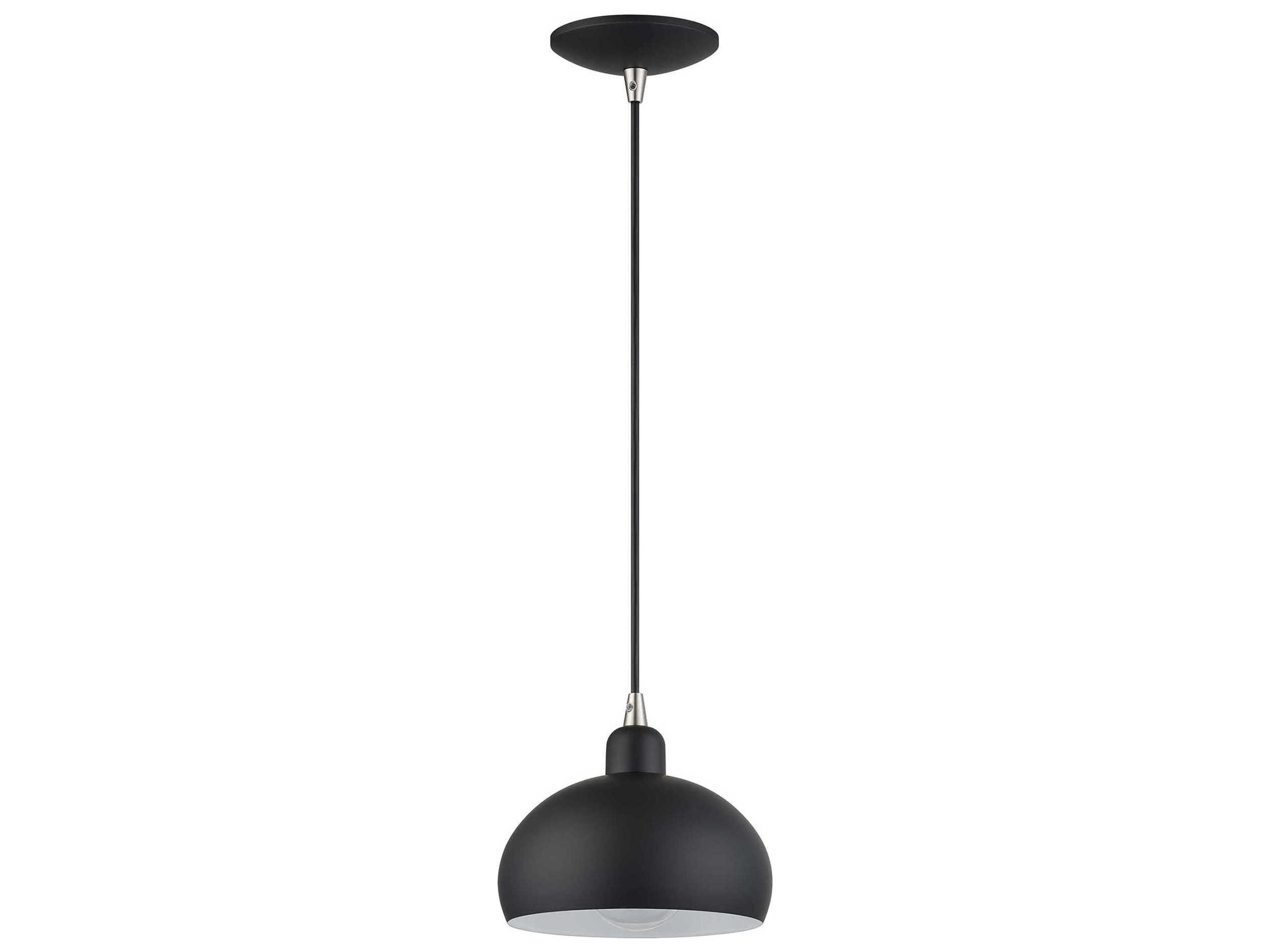 Livex Lighting Domma 1-Light Black With Brushed Nickel Accents Drum Mini Pendant