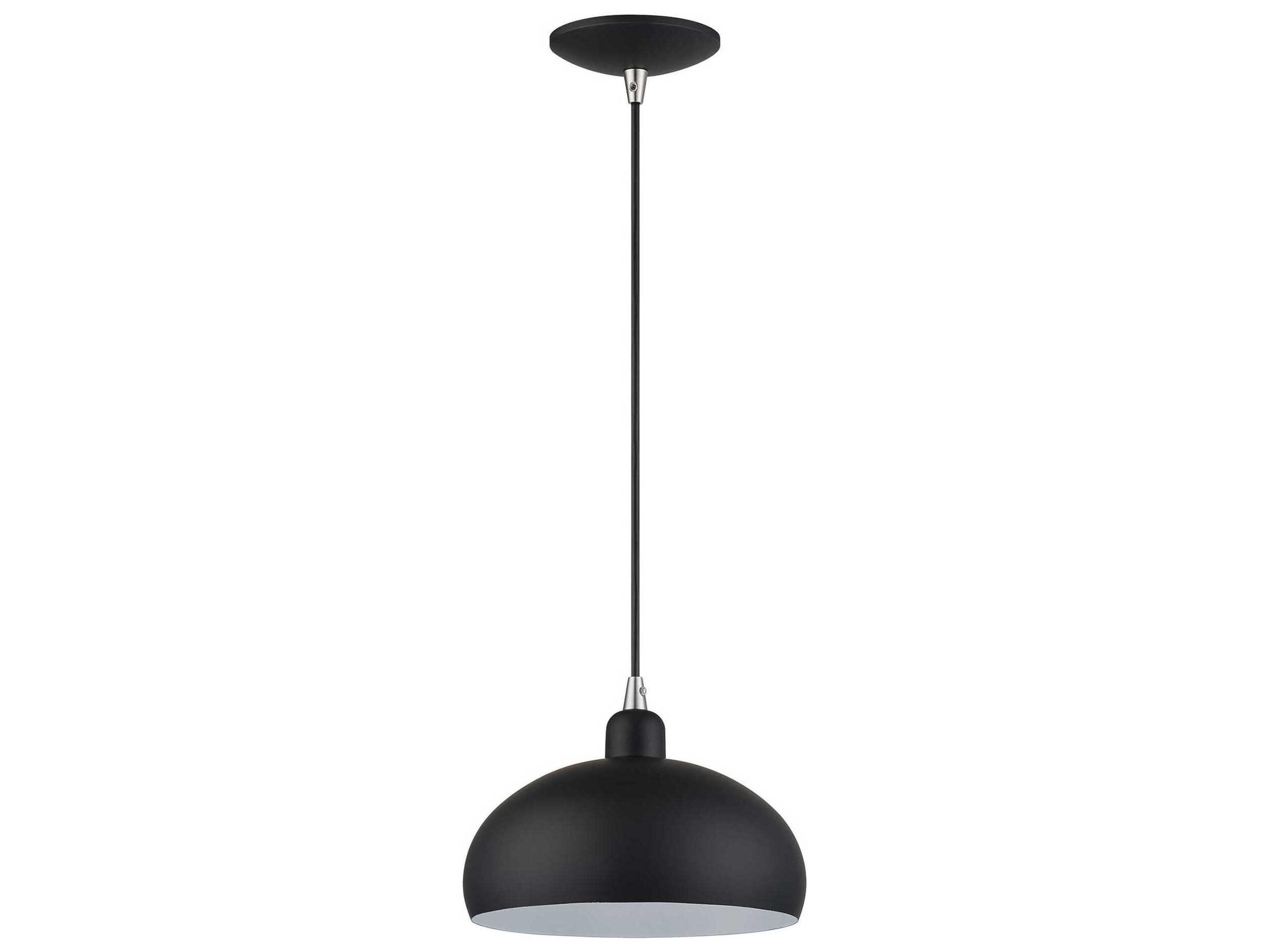 Livex Lighting Domma 1-Light Black With Brushed Nickel Accents Drum Mini Pendant